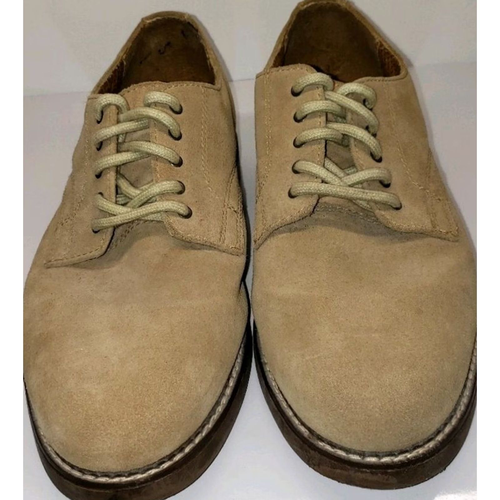 Vintage Leather Collection Men's Suede Oxford Sz. 9.5W Beige/Khaki Casual Lace-Up Shoes Size US 10 / EU 43 - 3 Thumbnail