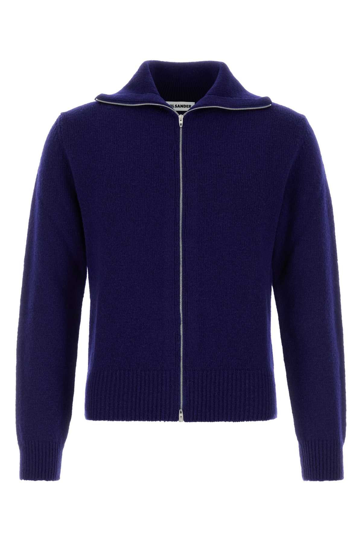 Jil Sander Blue Wool Blend Cardigan Size US M / EU 48-50 / 2 - 1 Thumbnail
