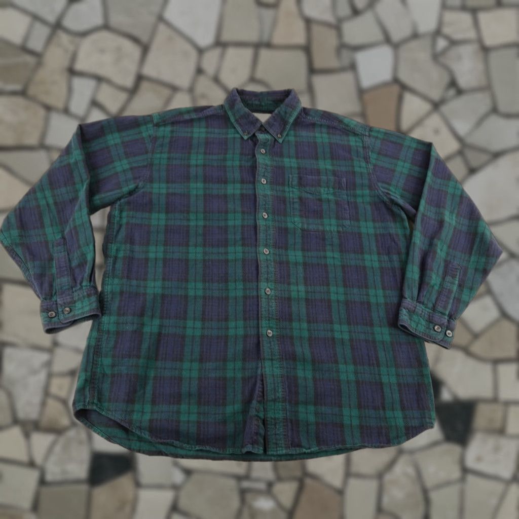 Vintage L.L. Bean Flannel Shirt Mens Large Green Tartan Plaid Button-Up Outdoor Work Size US L / EU 52-54 / 3 - 1 Thumbnail