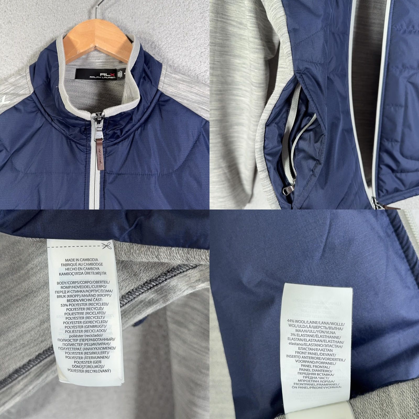 Polo Ralph Lauren RLX Ralph Lauren Tour Championship Jacket Mens M Golf Mockneck Quilted Front Zip Pockets Breathing Lightweight Navy Blue Colorblock Size US M / EU 48-50 / 2 - 10 Thumbnail
