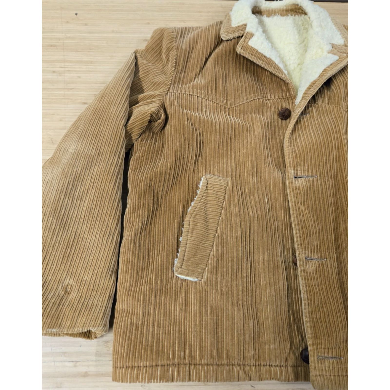 Vintage VINTAGE 80s Corduroy Jacket Tan Sherpa Lined Men M Brown Button Overcoat Cowboy Style 80s 90s Size US M / EU 48-50 / 2 - 3 Thumbnail