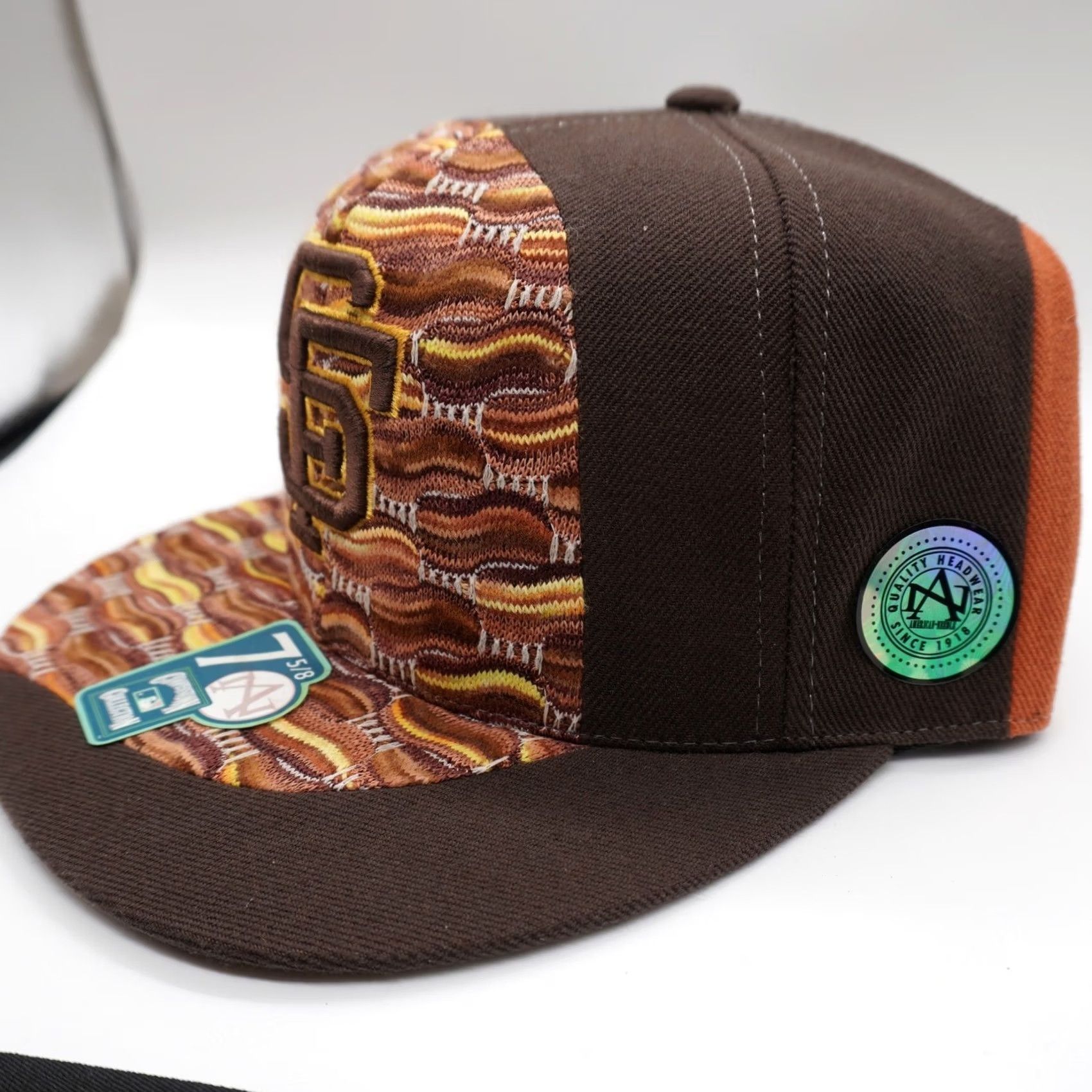 American Needle American Needle SF Giants Hat Mens 7 5/8 Brown Orange Textured Knit Fitted Cap Size ONE SIZE - 4 Thumbnail