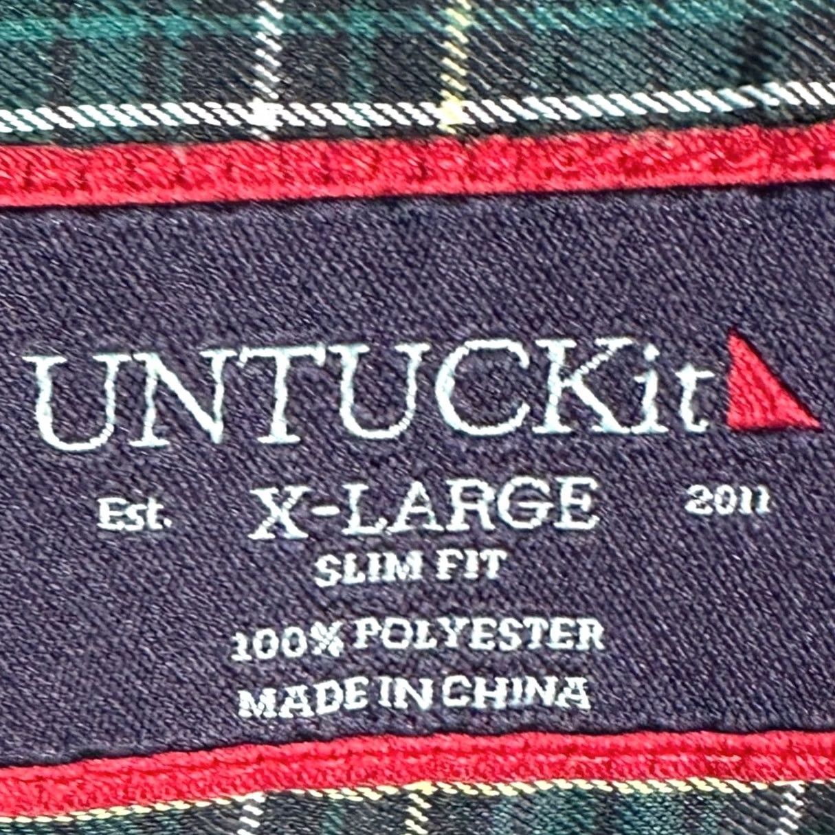 UNTUCKit UNTUCKit Shirt Mens XL Green Slim Fit Button Up Plaid Long Sleeve Casual Business Travel Button-Up Logo Size US XL / EU 56 / 4 - 4 Thumbnail