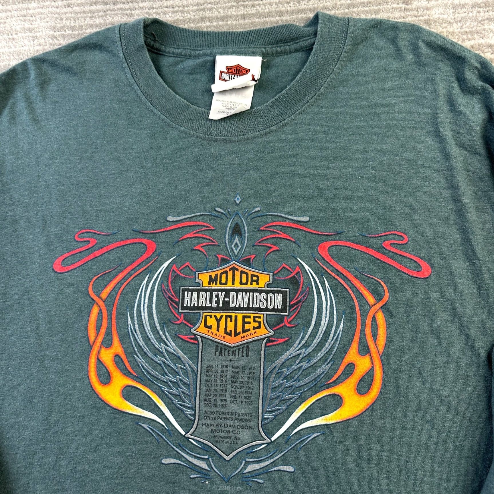 Harley Davidson Harley Davidson Shirt Mens Extra Large Green Double Flame Daytona Size US XL / EU 56 / 4 - 2 Thumbnail