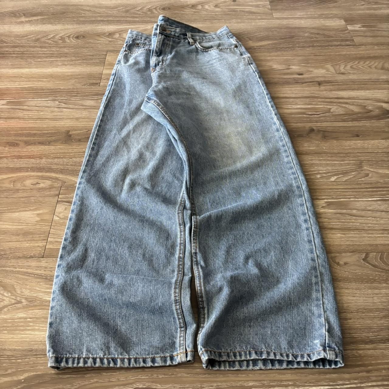 Japanese Brand Crazy Vintage Y2K/2000s Baggy Light Wash Skater Style Denim Jeans! 35x30 Size US 35 - 3 Thumbnail