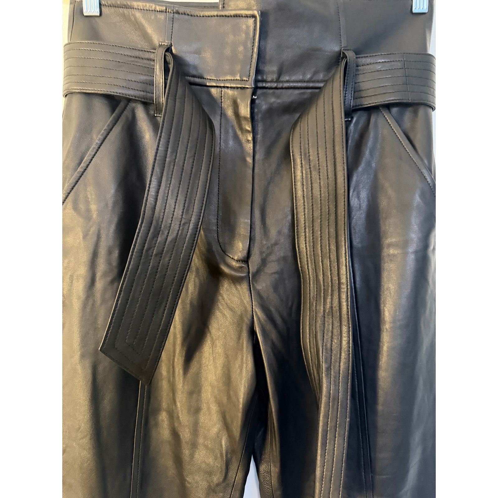 Veronica Beard Veronica Beard NWT Black Izera Straight-Leg Leather Pants Size 32" / US 10 / IT 46 - 6 Thumbnail