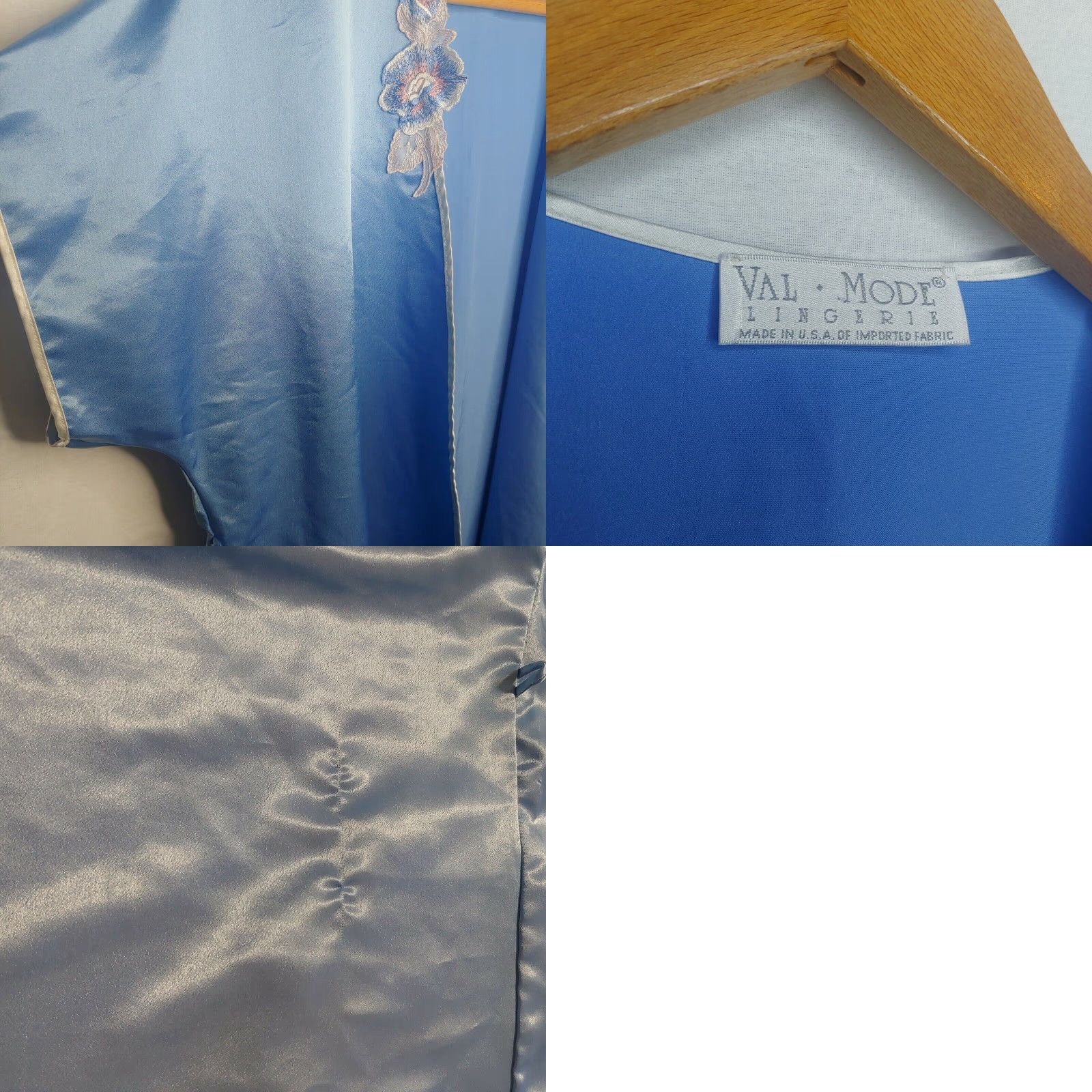 Vintage VINTAGE Val Mode Robe Women Medium Lingerie Floral Satin Blue Lounge Sleepwear Sexy Lounge Wear Satin Robe Womens Size ONE SIZE - 8 Thumbnail