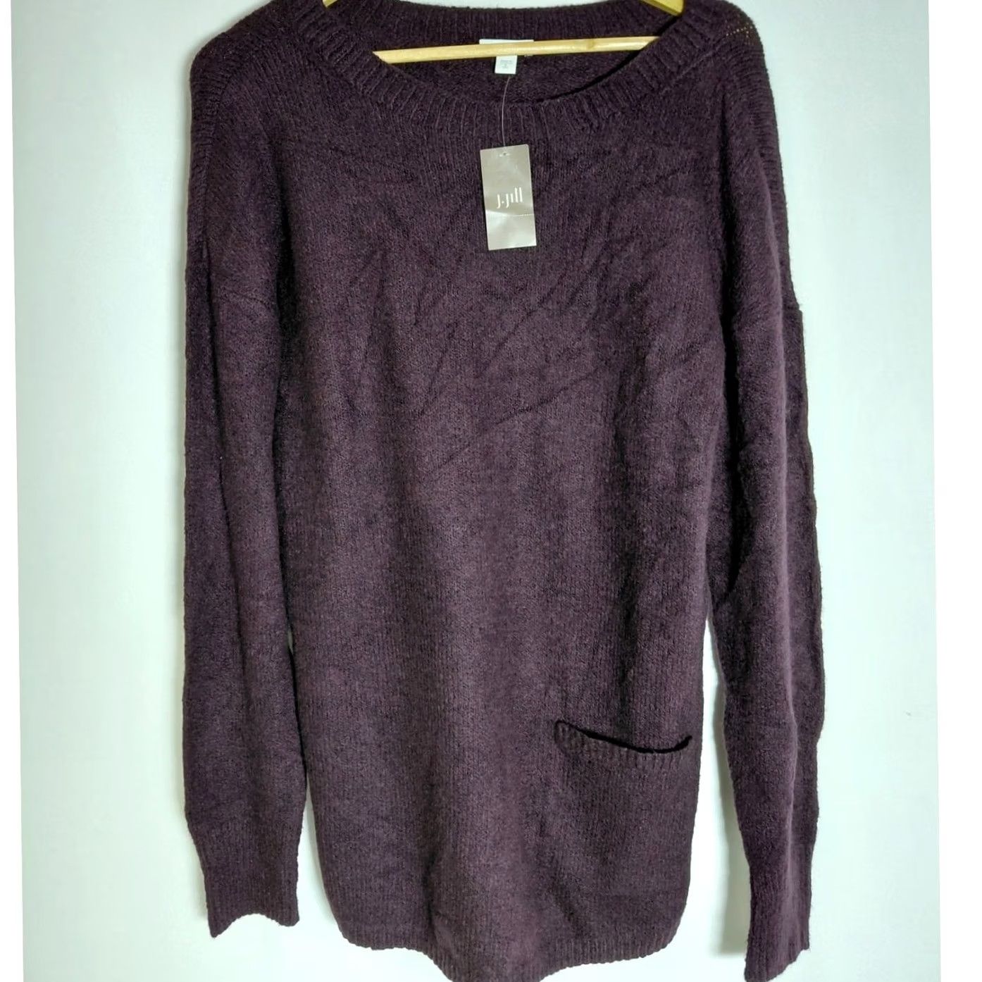 J. Jill NWT J.Jill .Jill Pure Black Violet Sweater Solid Knit Women Size S Tall Crew Neck Long Sleeve Pullover Casual Travel Lightweight Stretch Cotton Blend Size S / US 4 / IT 40 - 2 Thumbnail