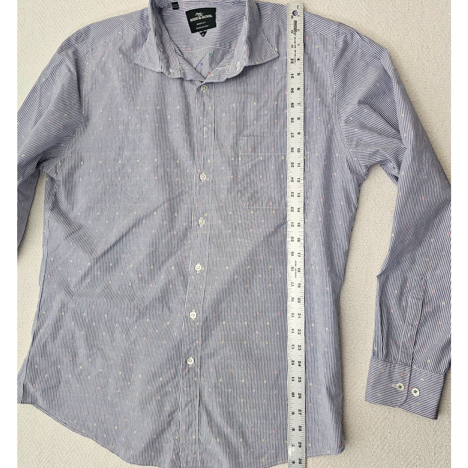 Rodd & Gunn Rodd & Gunn Button Up Shirt Men's XL Blue Striped & Dotted Sports Fit Size US XL / EU 56 / 4 - 6 Thumbnail