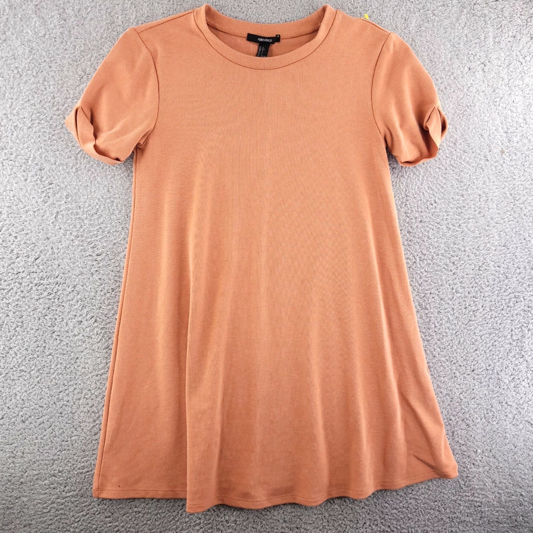 Forever 21 FOREVER 21 Shirt Dress Women's Small Orange Cotton Midi Short Sleeve Knit Sage?? Size S / US 4 / IT 40 - 2 Thumbnail