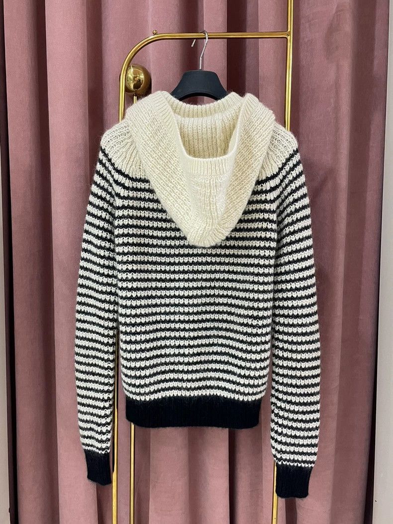 Saint Laurent Paris black and white striped hooded sweater-2507 Size US XS / EU 42 / 0 - 1 Thumbnail