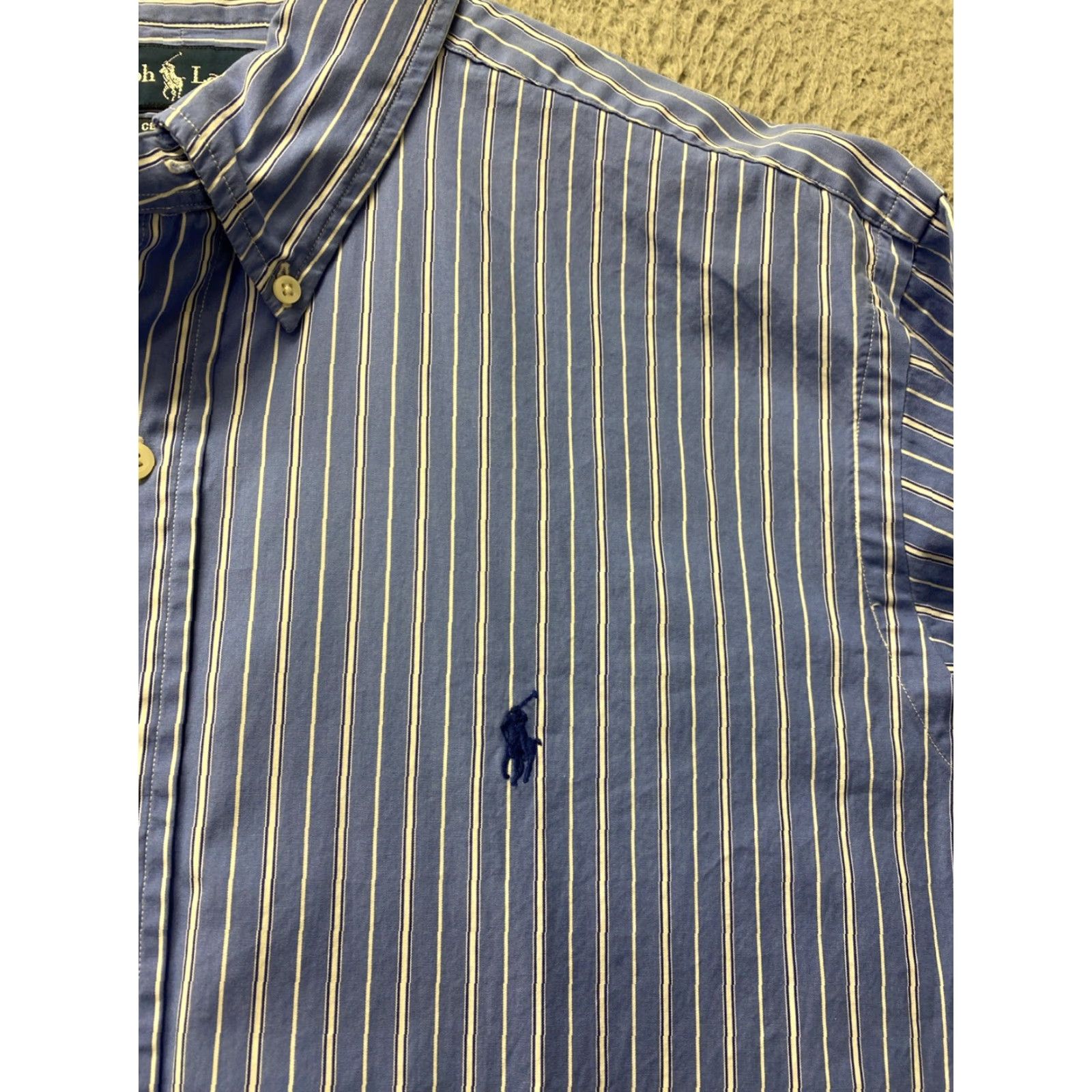 Polo Ralph Lauren VINTAGE Ralph Lauren Men's Shirt Long Sleeve XL Blue Stripes Casual Designer Cotton Size US XL / EU 56 / 4 - 3 Thumbnail