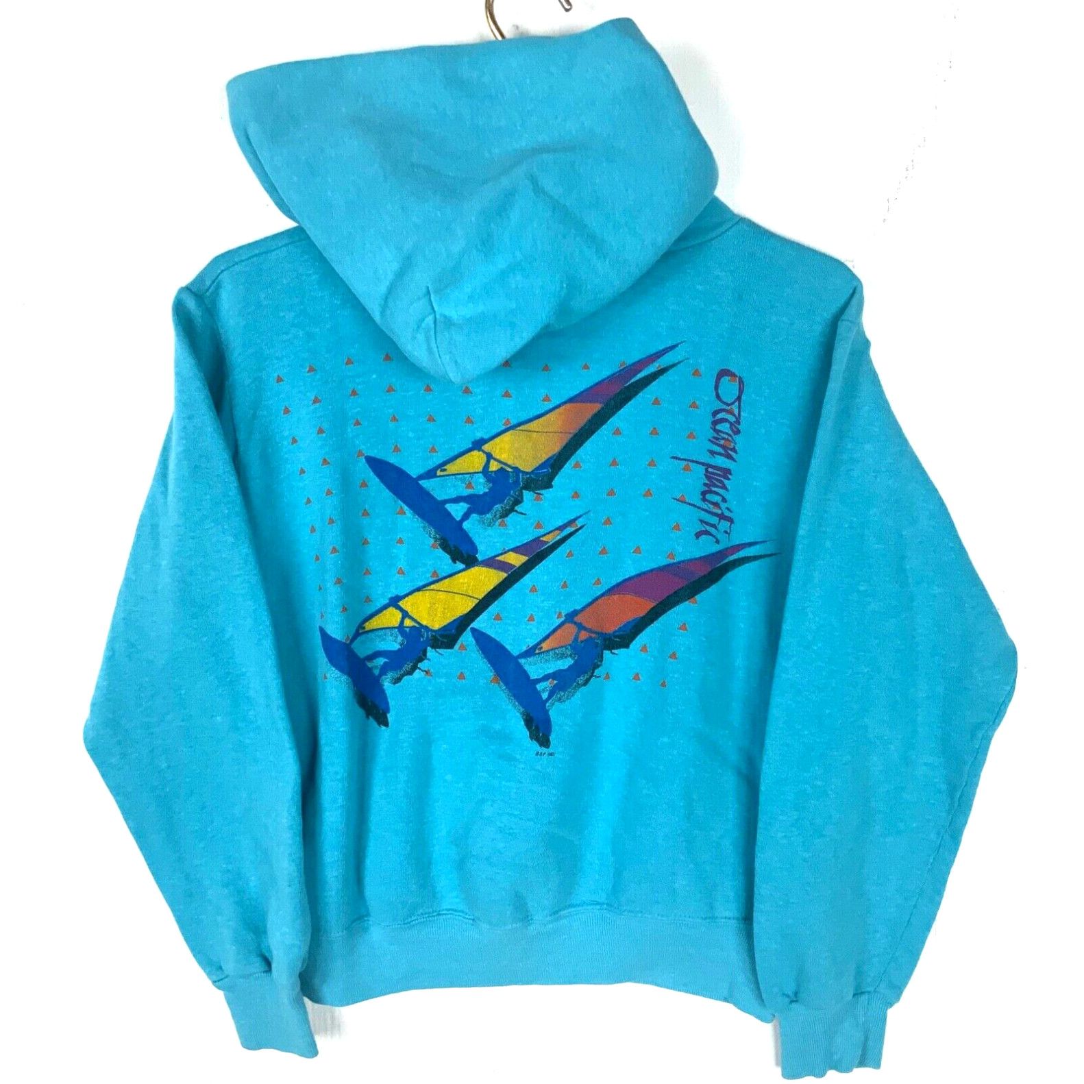 image of Vintage Ocean Pacific Sweatshirt Hoodie Medium 50 50 Blue 1983 Made In Usa 80's in White, Men's