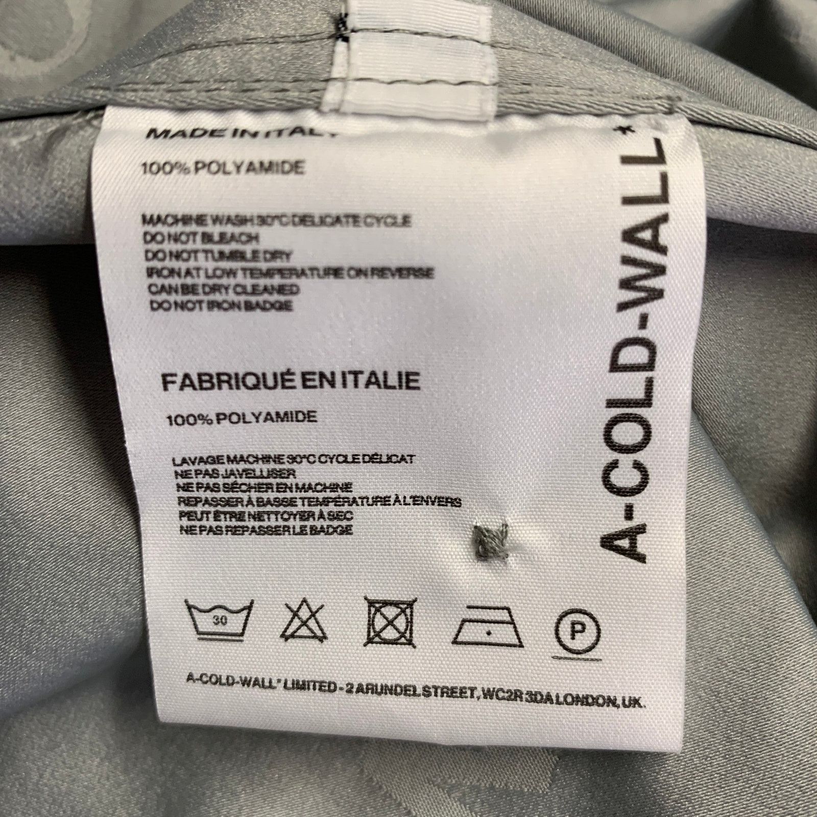 A-COLD-WALL* M Grey Monogram Polyamide Pop-Over Short Sleeve Shirt Size US M / EU 48-50 / 2 - 7 Thumbnail