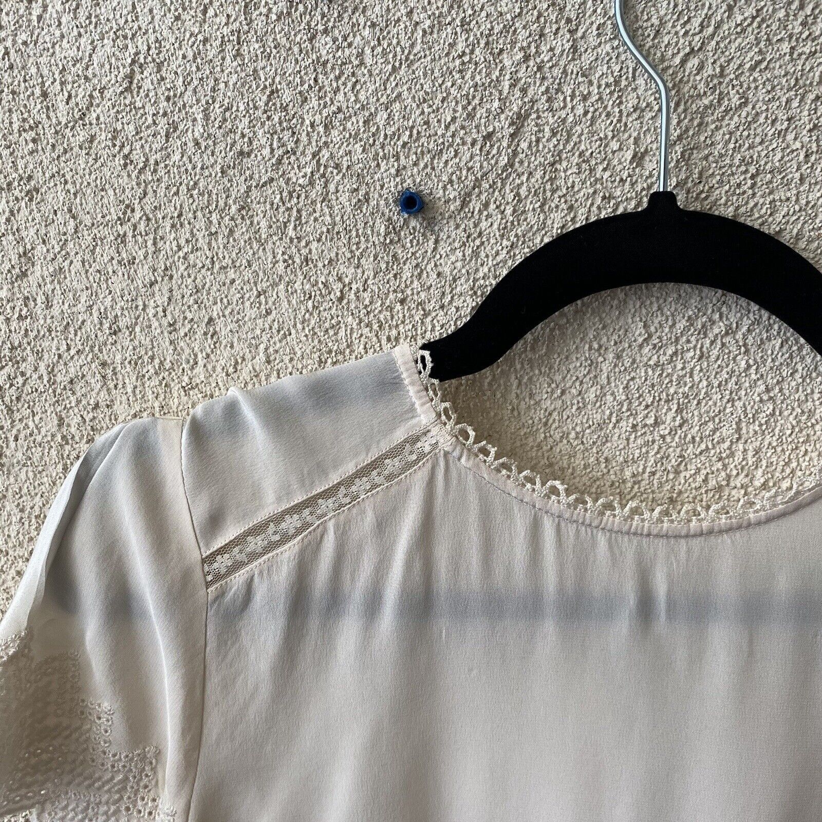 Ulla Johnson Ulla Johnson Womens Top White Ivory Sheer Lace Trim 100% Sil Size XS / US 0-2 / IT 36-38 - 5 Thumbnail