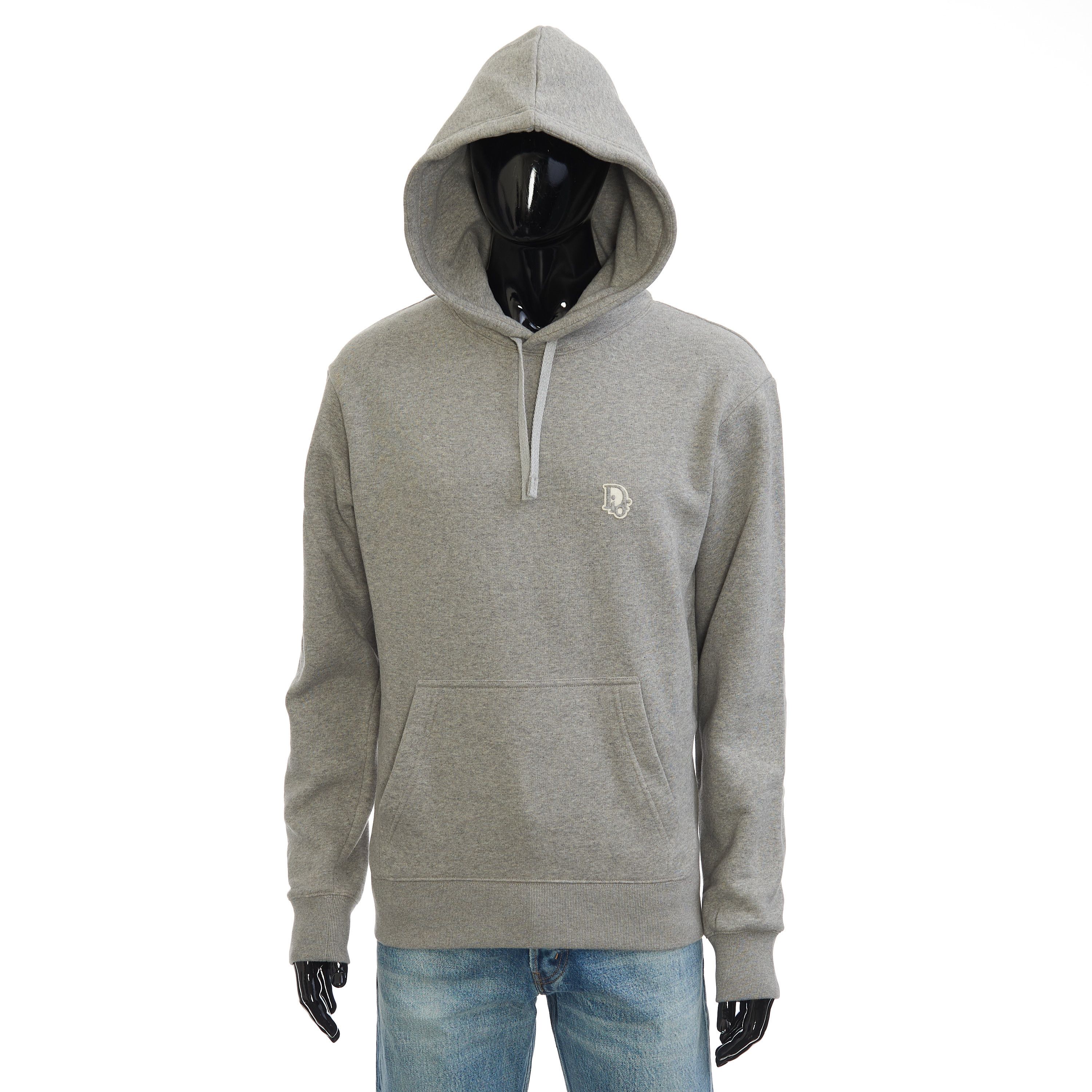 image of Dior Hooded Sweatshirt In Gray Soft Fleece in Grey, Men's (Size Small)