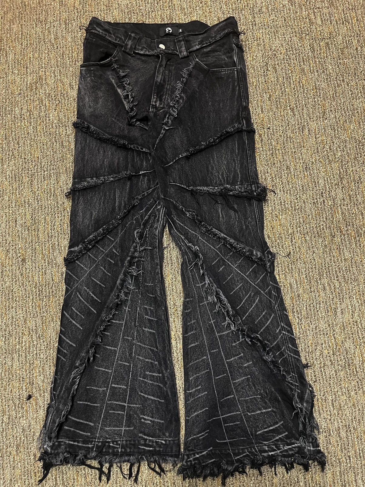 Archival Clothing cyvist flare webbed denim jeans | Grailed