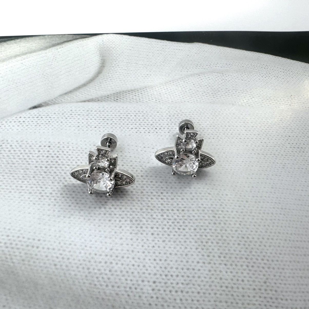 Universe Planet CZ Stud Earrings for Men Women Unisex Style