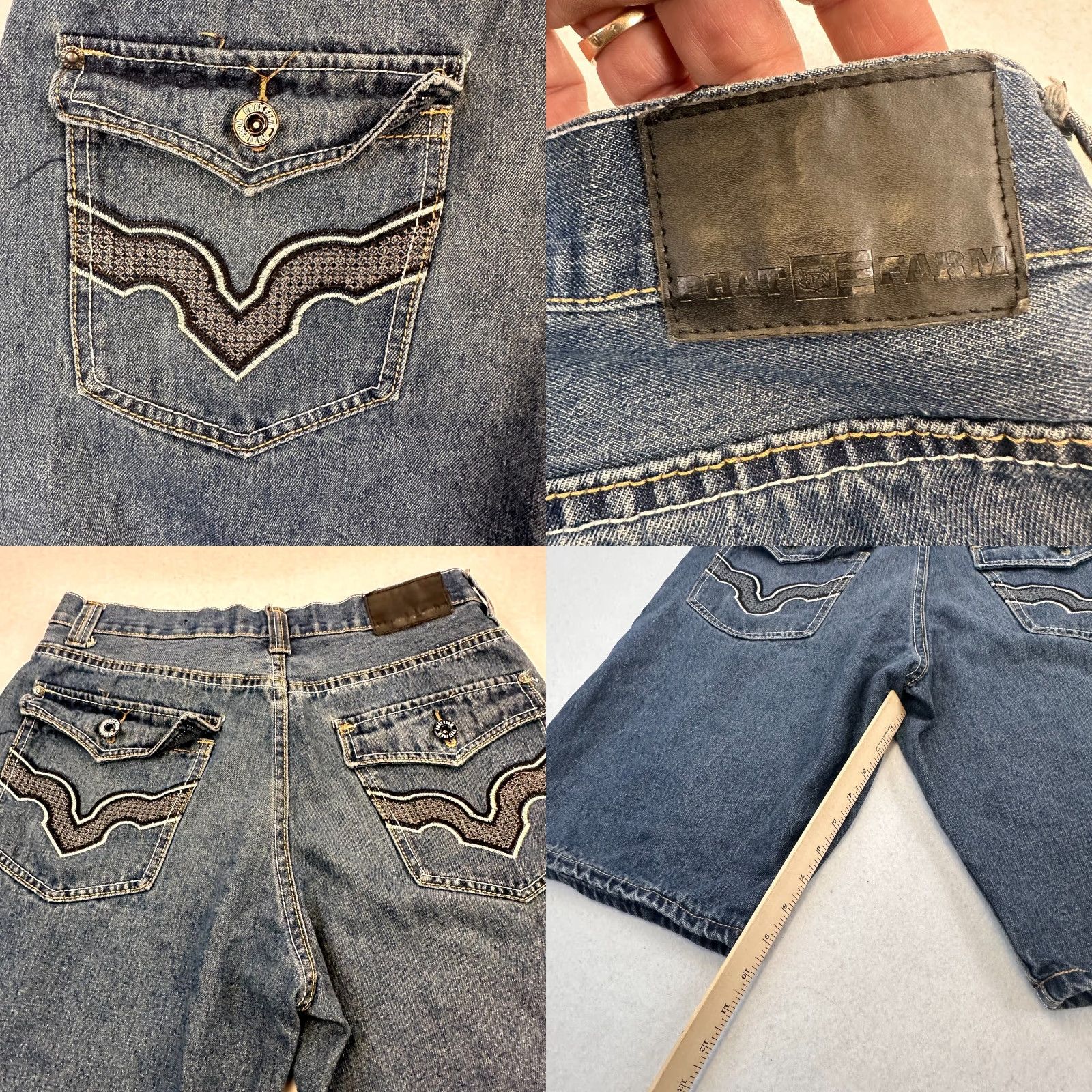 Phat Farm Phat Farm Y2K Jorts Mens Bermuda Shorts 30 x 10 Blue Cotton Polyester Embroidered Pockets Logo Zipper EUC Vintage: No Size US 30 / EU 46 - 8 Thumbnail