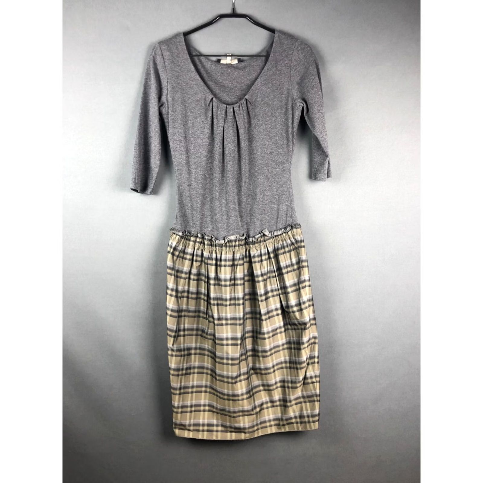 Vintage Weekend Max Mara Two-Piece Dress Gray M Check Midi Casual Women Size M / US 6-8 / IT 42-44 - 2 Thumbnail