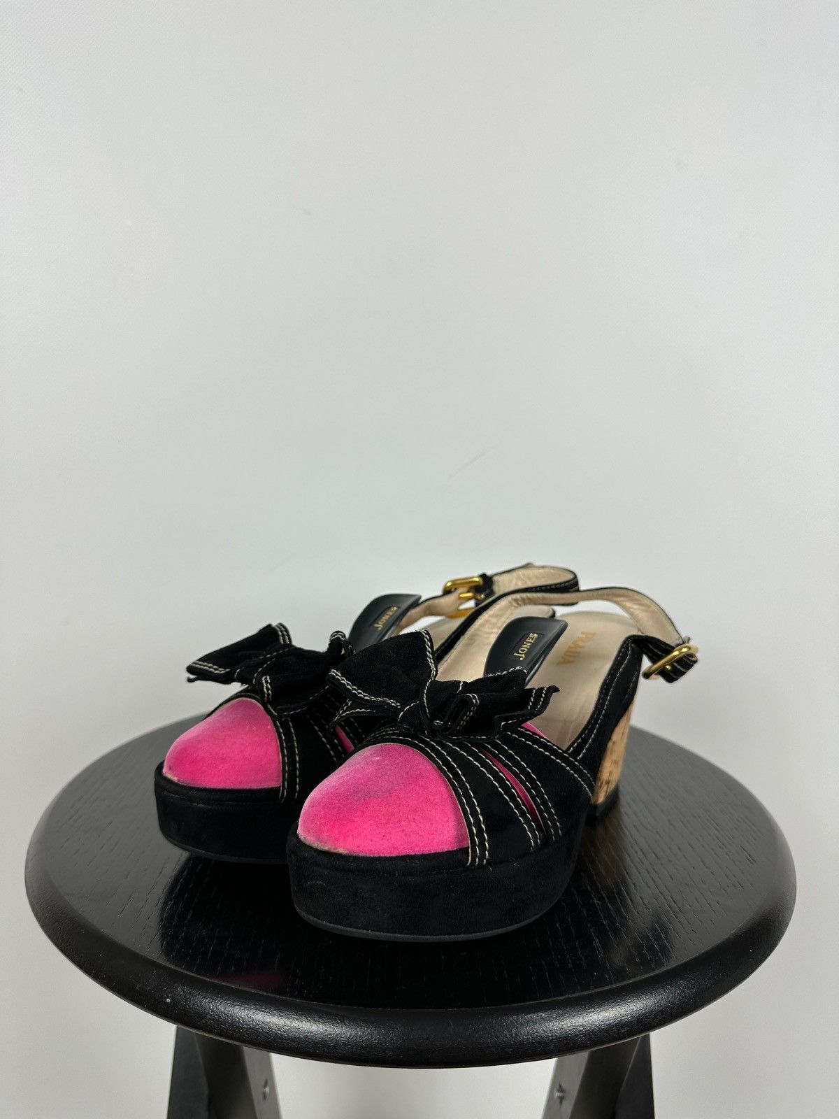 Prada Prada Black Suede Leather Bow Platform Sandals Size US 8 / IT 38 - 8 Thumbnail