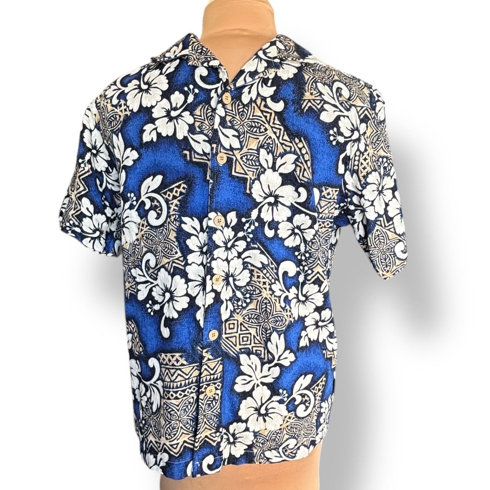 Vintage Vintage ODO Blue Hawaiian Shirt Made in USA White Hibiscus Size US M / EU 48-50 / 2 - 11 Thumbnail