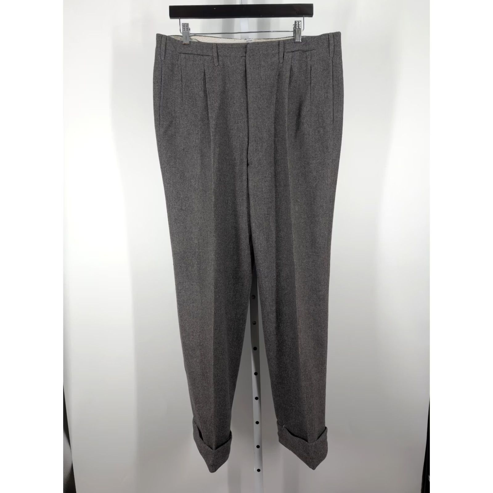 Vintage VINTAGE Sartoria Caraceni Gray Wool Pleated Trouser Pants 1970s Formal 36 Inseam 30/Let Out 41 Mens Size US 36 / EU 52 - 5 Thumbnail