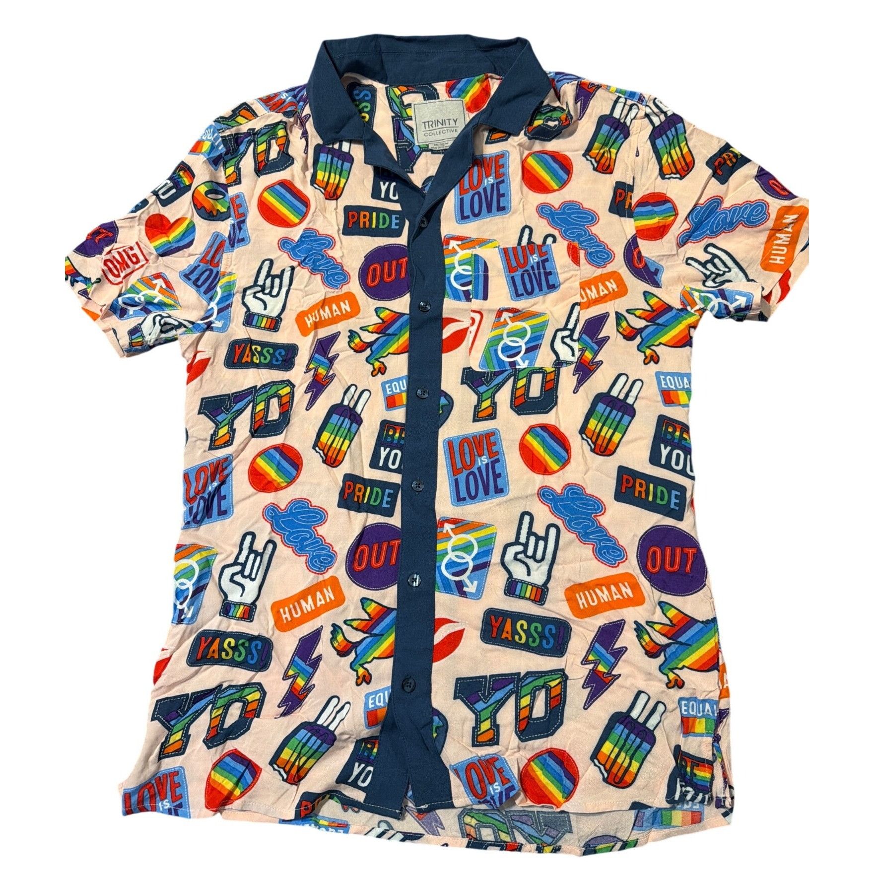Other Trinity Collective Take Pride Button Up Shirt Rainbow Short Size US M / EU 48-50 / 2 - 1 Thumbnail
