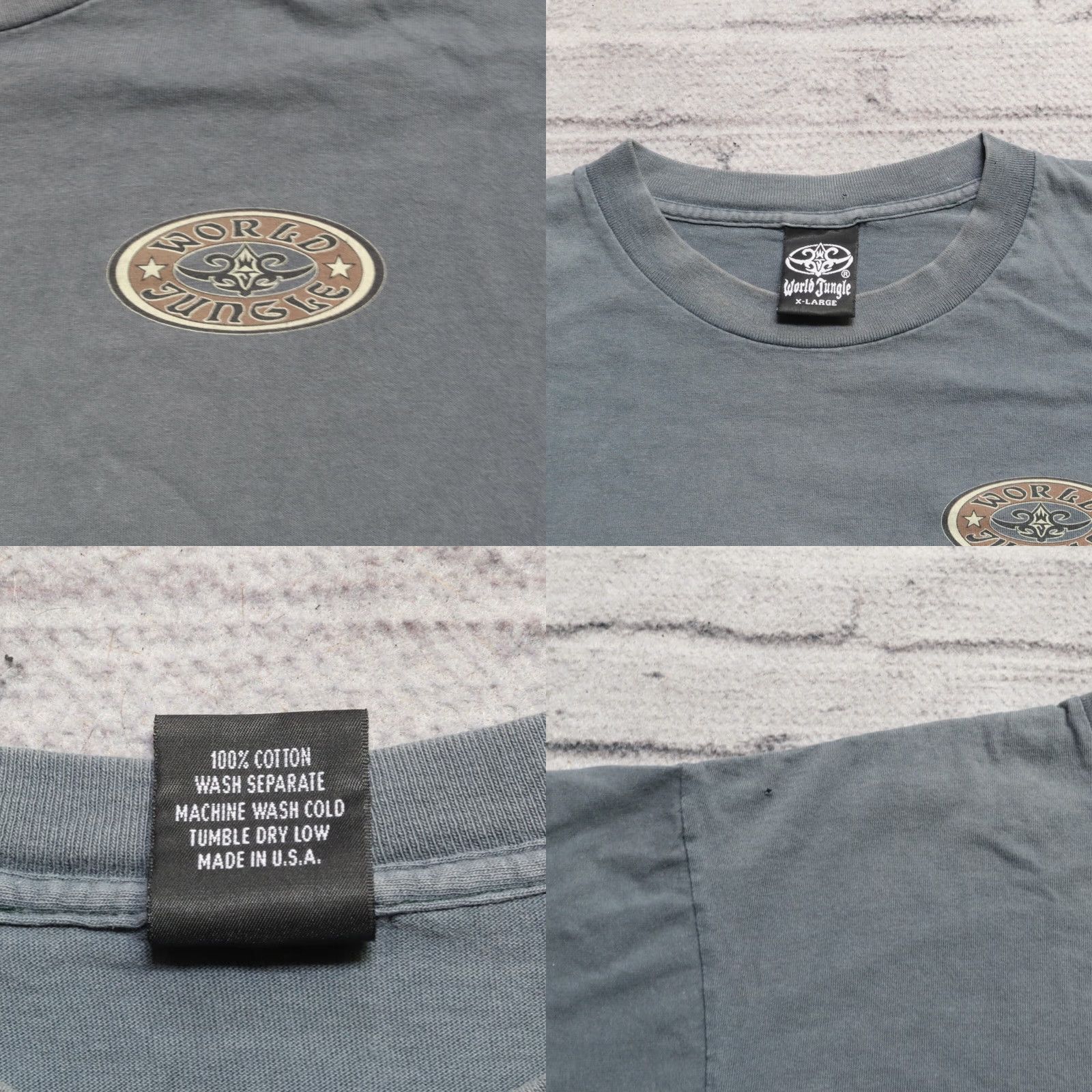 Vintage Vintage World Jungle Shirt XL Blue 90s Logo Shirt Mens T-Shirt Streetwear Surf Skate Ladies Size US XL / EU 56 / 4 - 8 Thumbnail