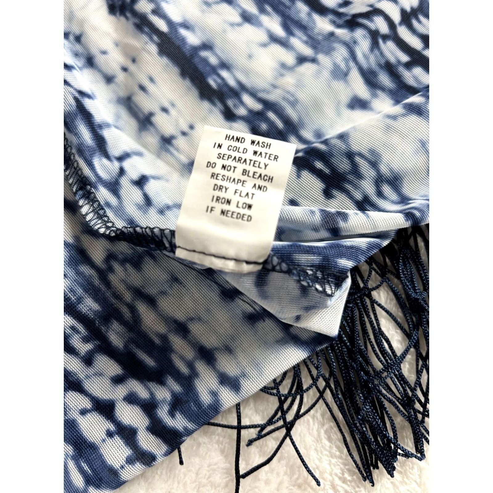 Vintage Ember Womens Tie-Dye Open Front Cardigan Kimono Fringe Hem XL Blue White New Size XL / US 12-14 / IT 48-50 - 6 Thumbnail