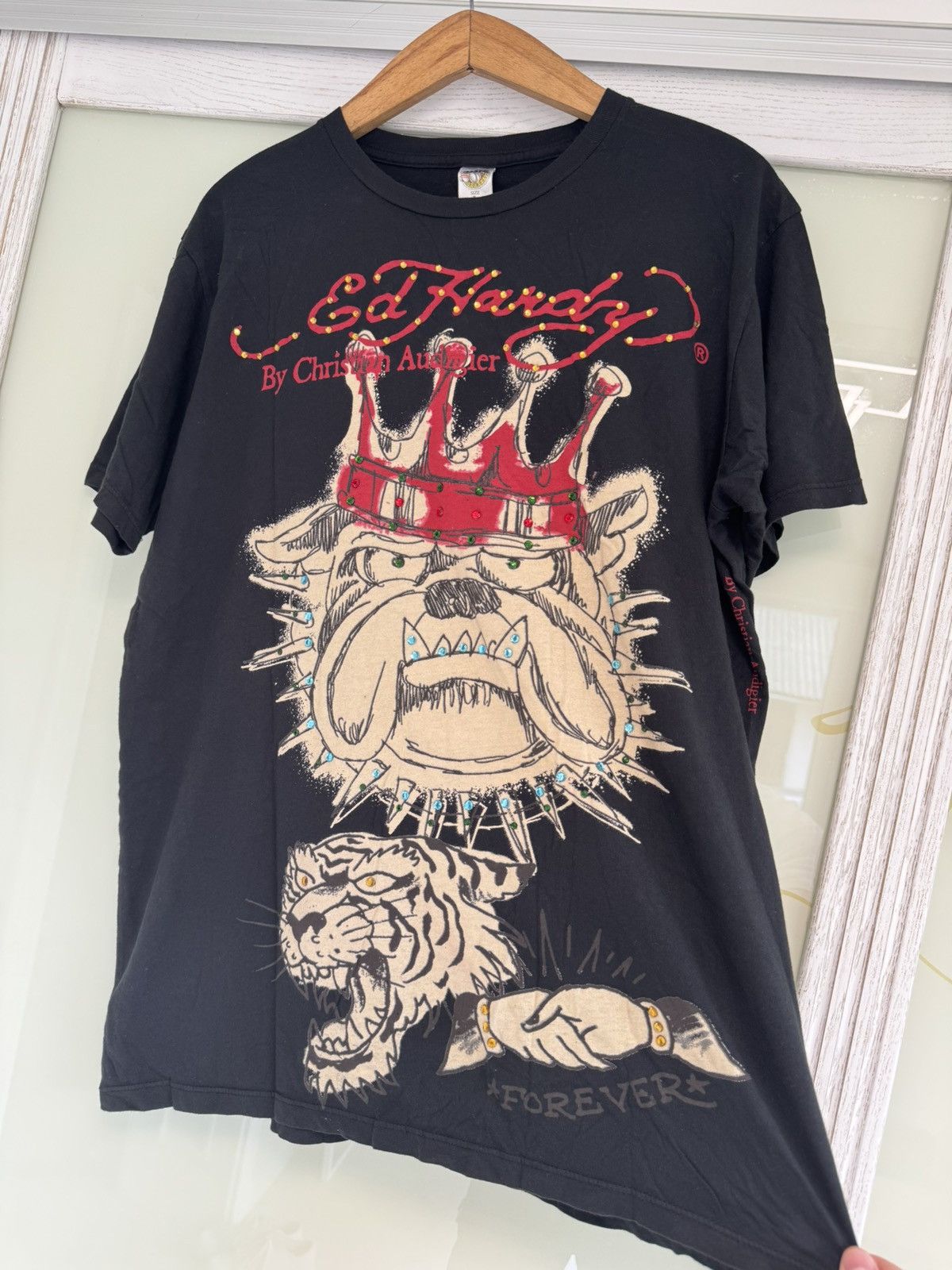 Ed Hardy Ed Hardy by Christian Audigier Y2K Bulldog Tattoo AOP Tee Size US L / EU 52-54 / 3 - 4 Thumbnail