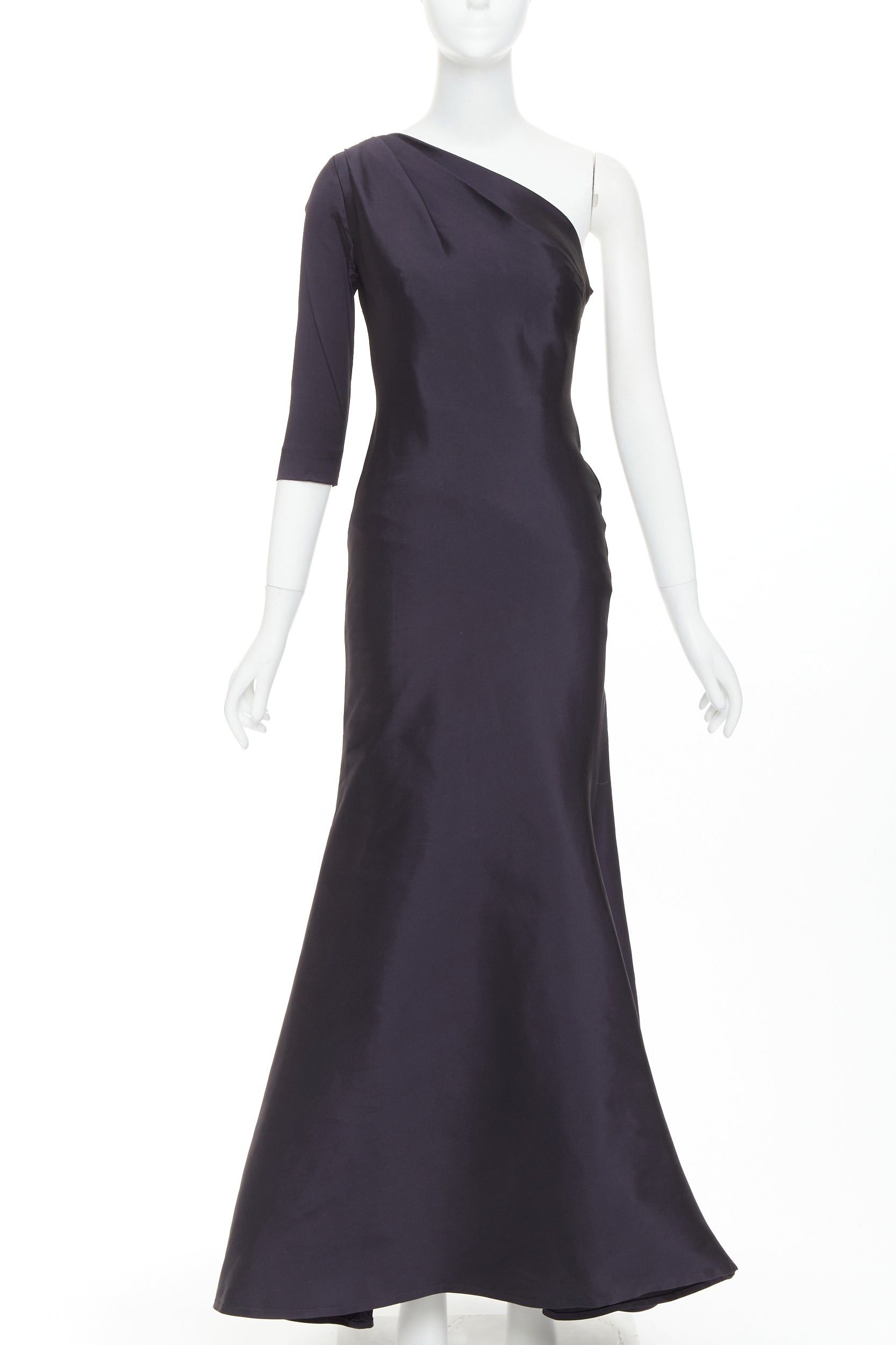 Oscar De La Renta OSCAR DE LA RENTA P13 navy silk tafetta corset bodice one shoulder mermaid gown US0 XS Size XS / US 0-2 / IT 36-38 - 1 Thumbnail
