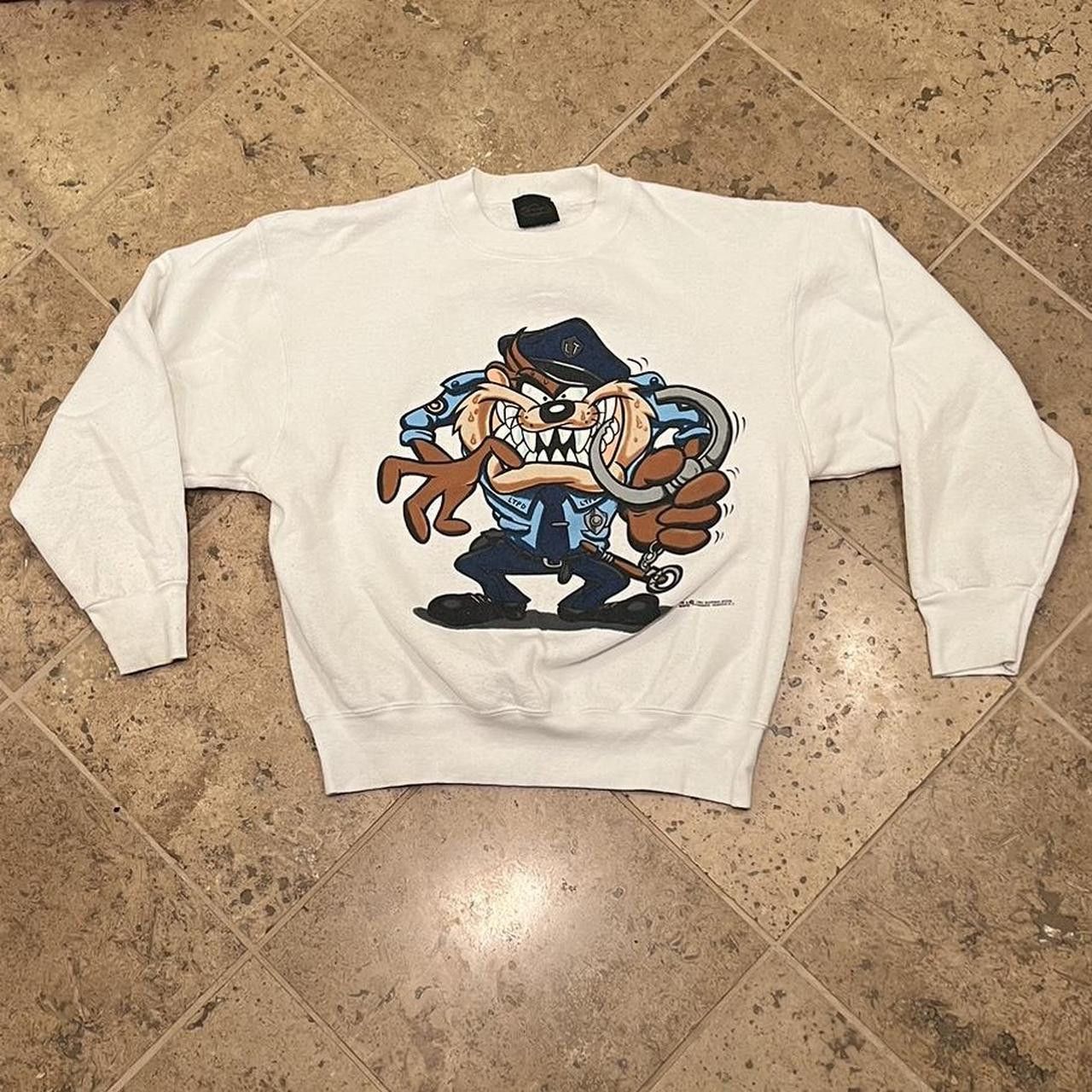 image of Vintage Looney Tunes Taz Tas Tasmanian Devil Police Ltpd in White, Men's (Size XL)