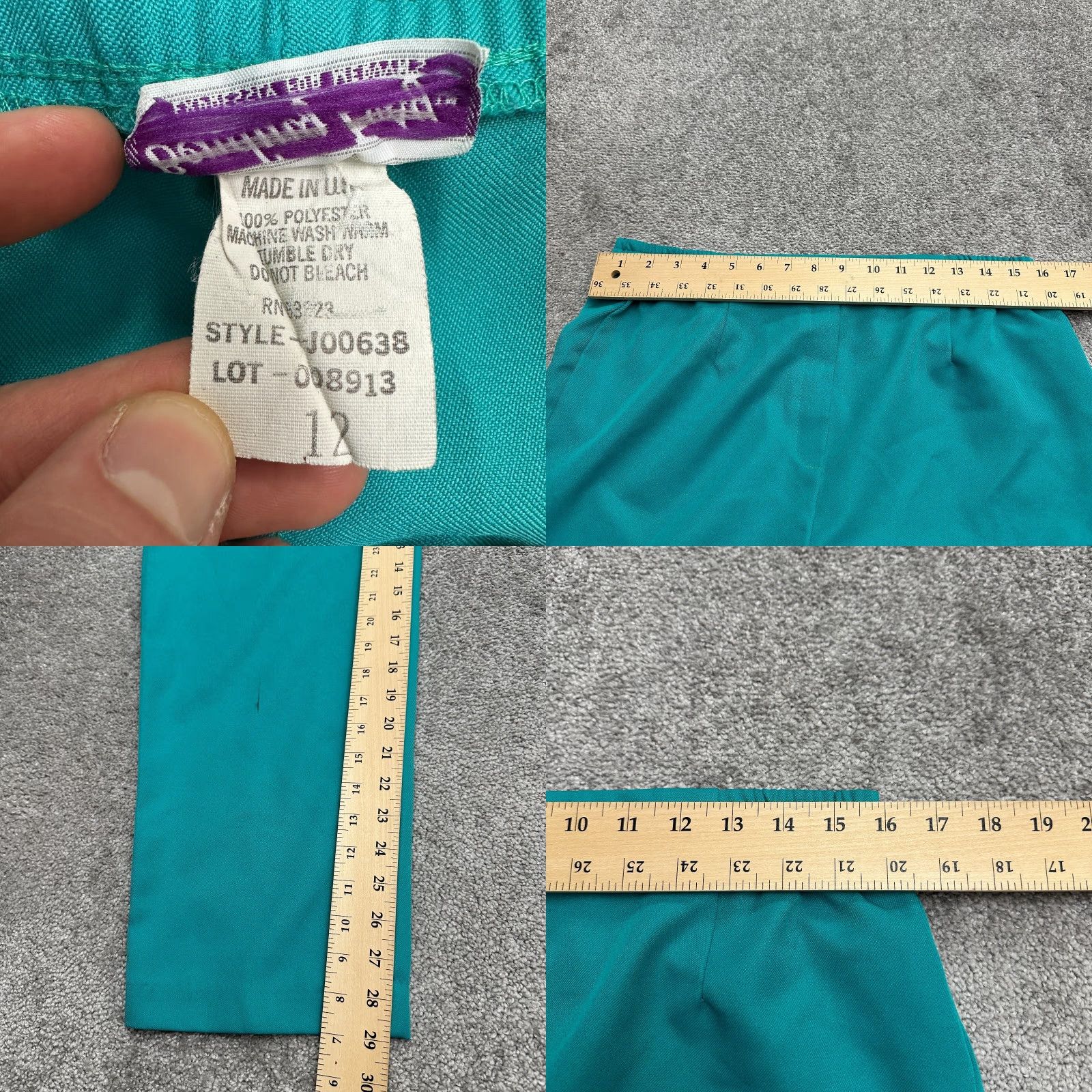Vintage VINTAGE Bending Easy Dress Pants Women 12 Green High Rise Trouser Elastic Waist Flat Front 29in Inseam Size 34" / US 12 / IT 48 - 8 Thumbnail