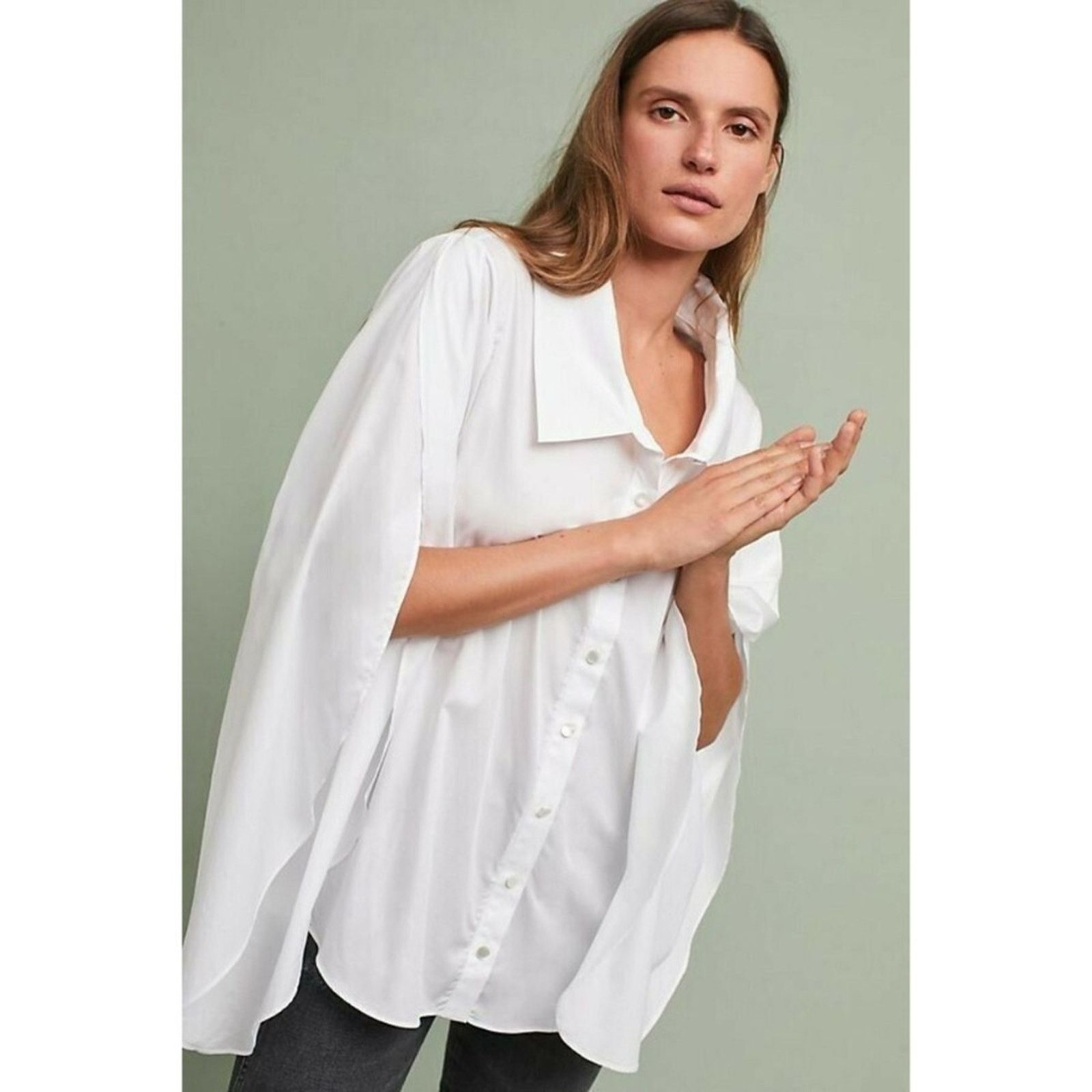 Anthropologie New Anthropologie Luma Buttondown by Harshman Sz Small White Size S / US 4 / IT 40 - 1 Thumbnail