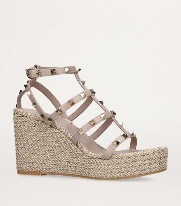 Valentino o1s22i1n0924 Rockstud Wedge Sandals in Neutro Size US 10 / IT 40 - 4 Thumbnail