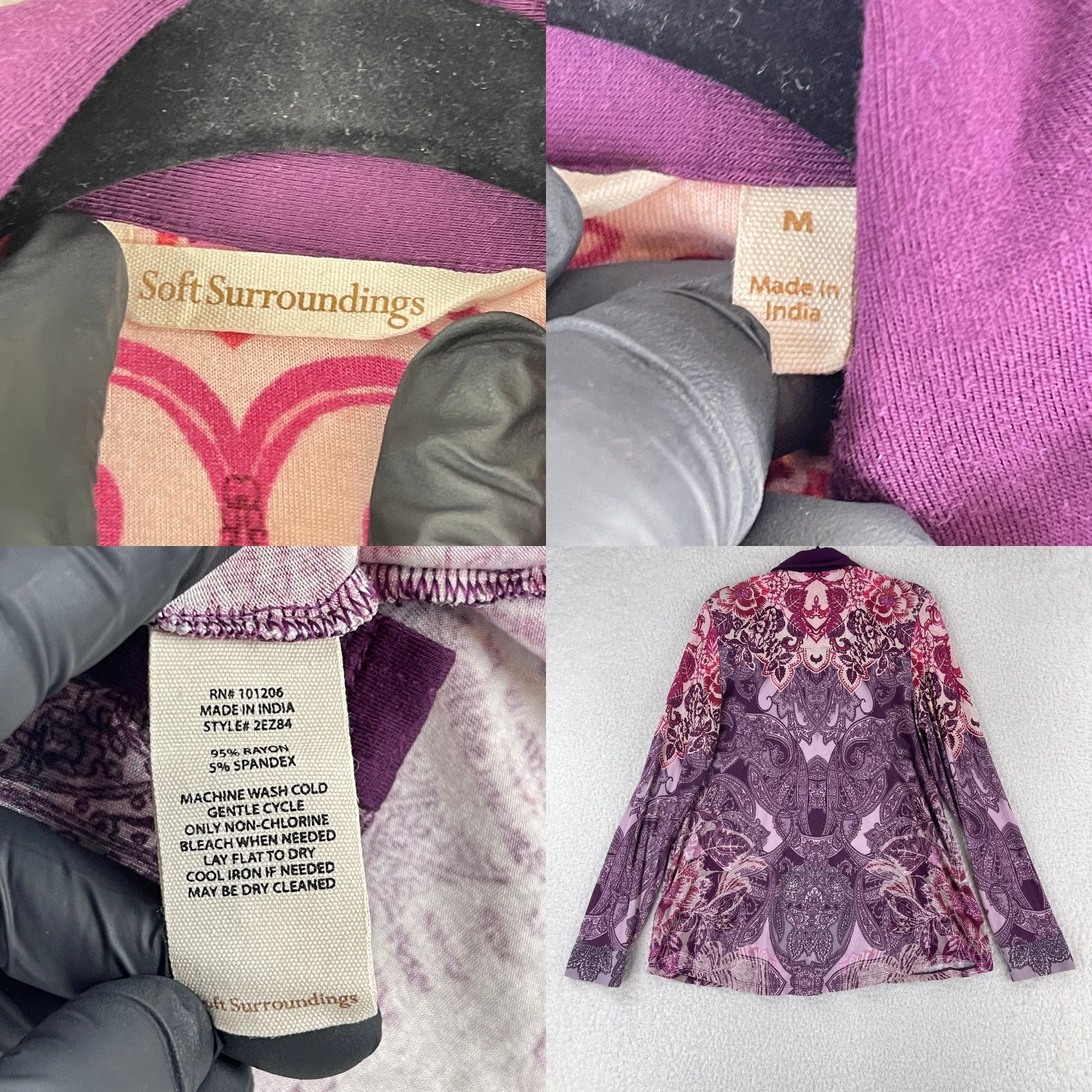 Soft Surroundings Soft Surroundings Seraphina Paisley Button-Up Shirt Womens Medium Purple Size M / US 6-8 / IT 42-44 - 8 Thumbnail