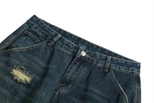 Japanese Brand × Jean Dark blue washed loose casual ripped cargo jeans Size US 32 / EU 48 - 4 Thumbnail