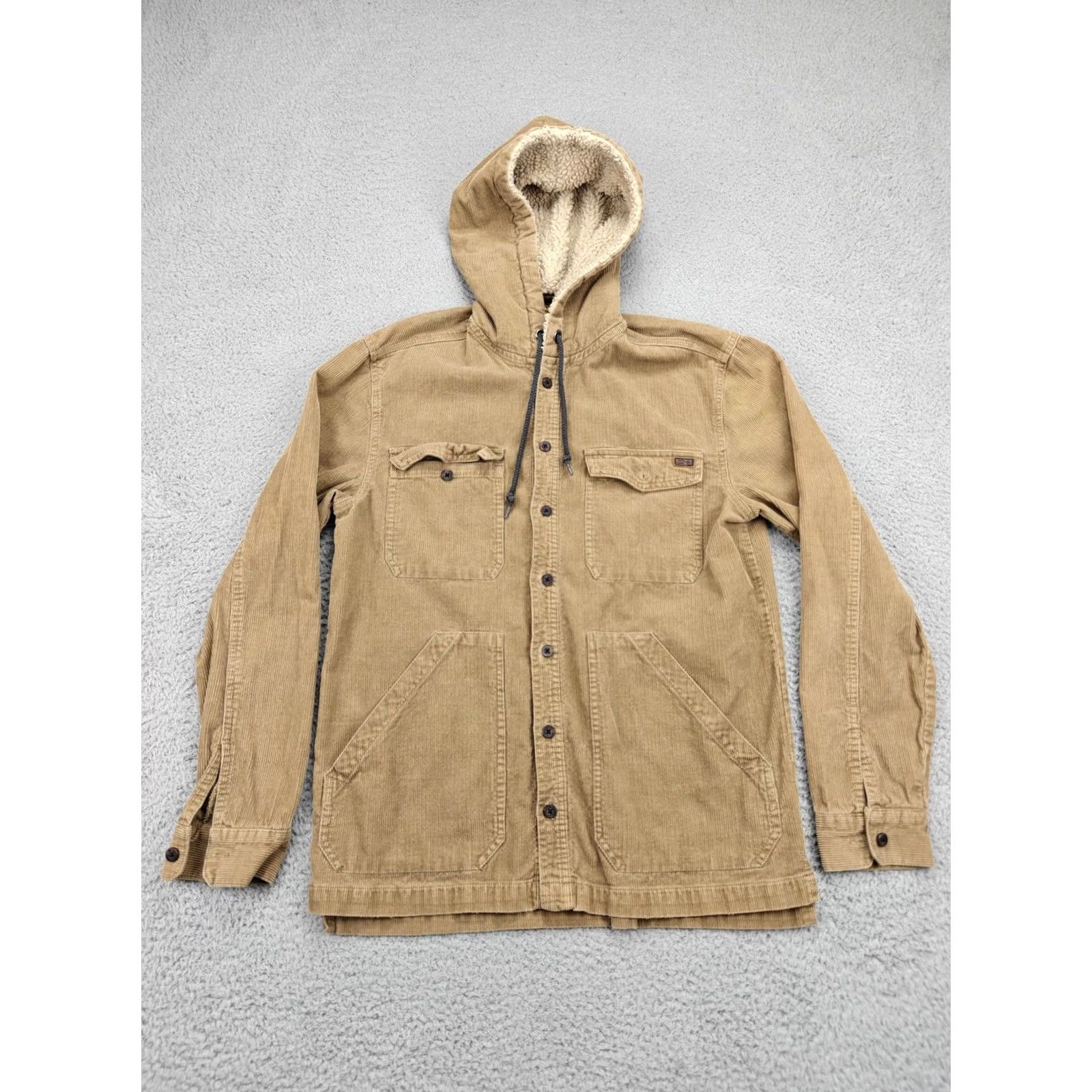 Billabong VINTAGE Billabong Jacket Mens Medium Brown Corduroy Hooded Sherpa Lined SurfPlus Shacket Size US M / EU 48-50 / 2 - 2 Thumbnail