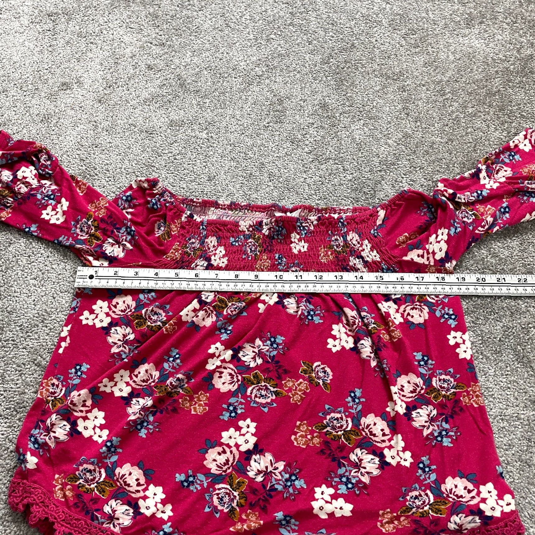 Bell VINTAGE LUQ Pink Floral Cropped Shirt Women S Bell Sleeve Lace Trim Casual Blouse Size S / US 4 / IT 40 - 4 Thumbnail