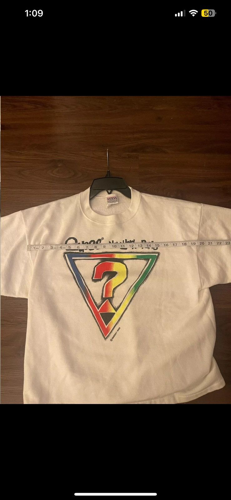 Guess × Vintage 1989 GUESS ? Sweatshirt vtg White Mock neck New York Paris Size ONE SIZE - 6 Thumbnail