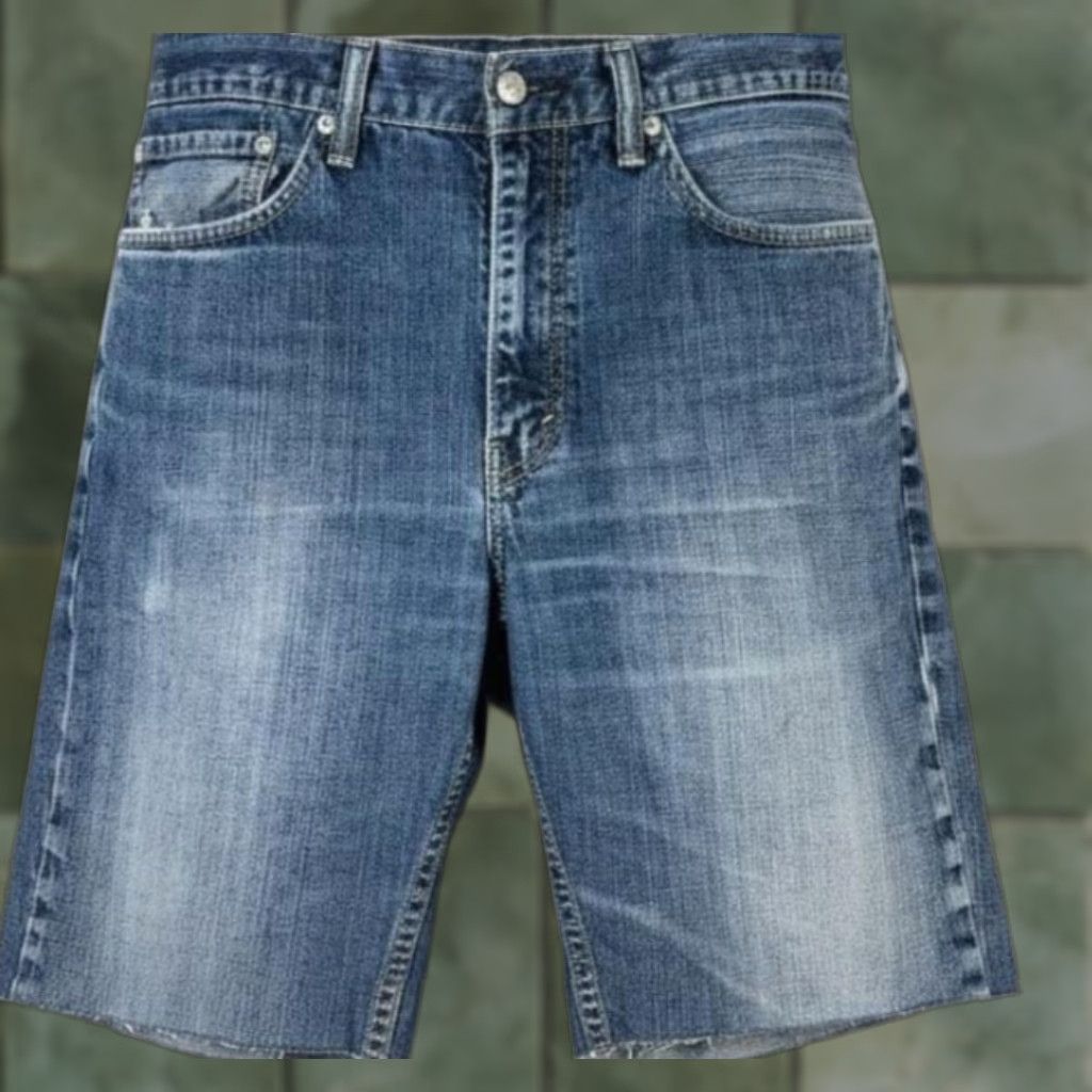 Levi's Levi's 514 Shorts Mens 36 Blue Bermuda Distressed 5-Pocket Raw Hem Denim Casual Summer Size US 36 / EU 52 - 1 Thumbnail