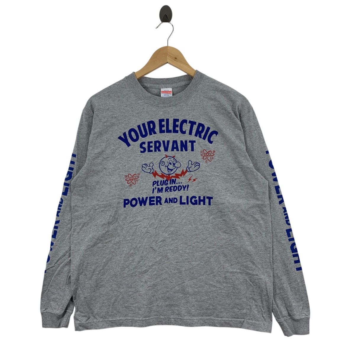 Vintage POWER AND PLUG Your Electric Servant Long Sleeve Tshirt Size US L / EU 52-54 / 3 - 1 Thumbnail