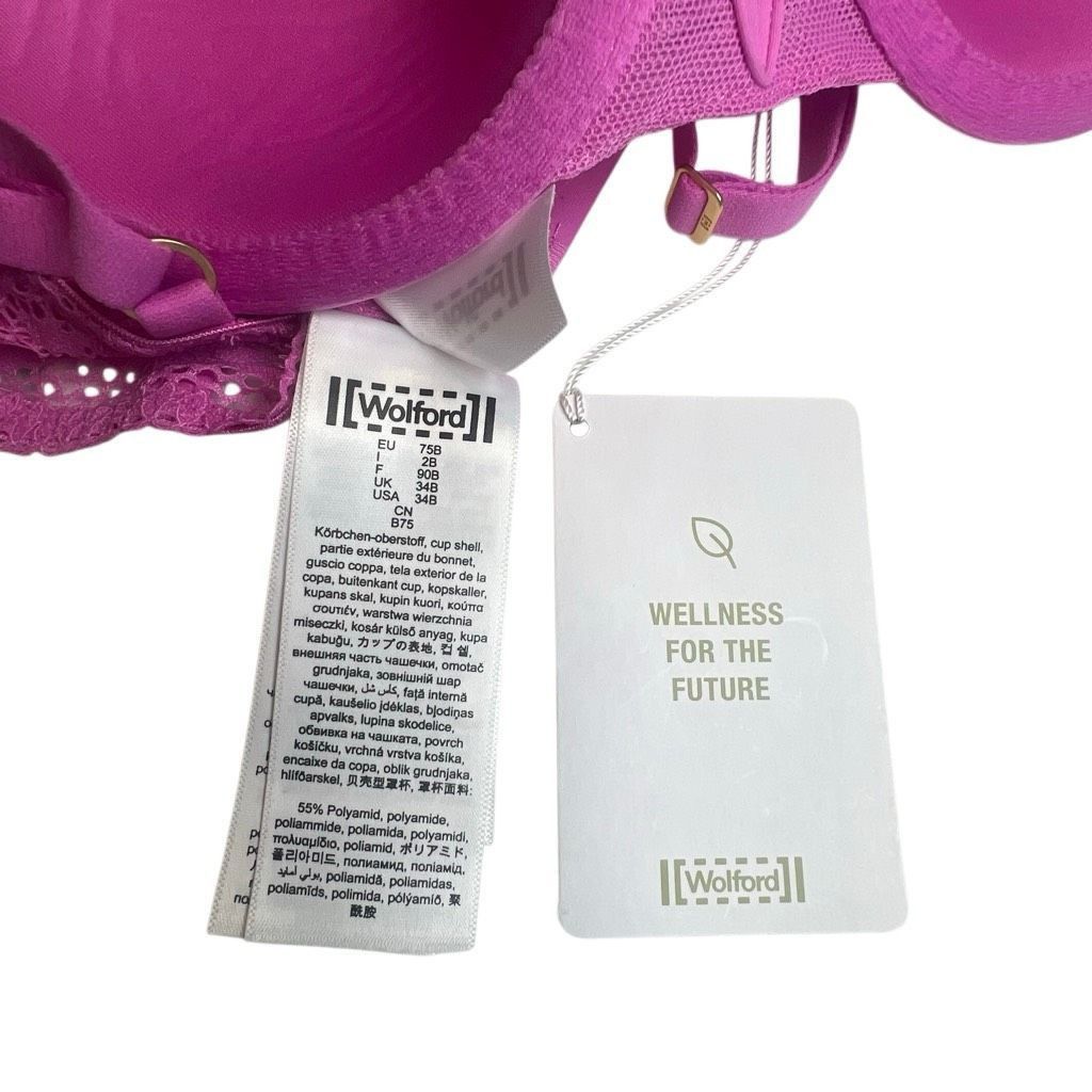 Wolford NWT Wolford Straight Laced Demi Cup Bra 75B 34B Orchid Size ONE SIZE - 13 Thumbnail