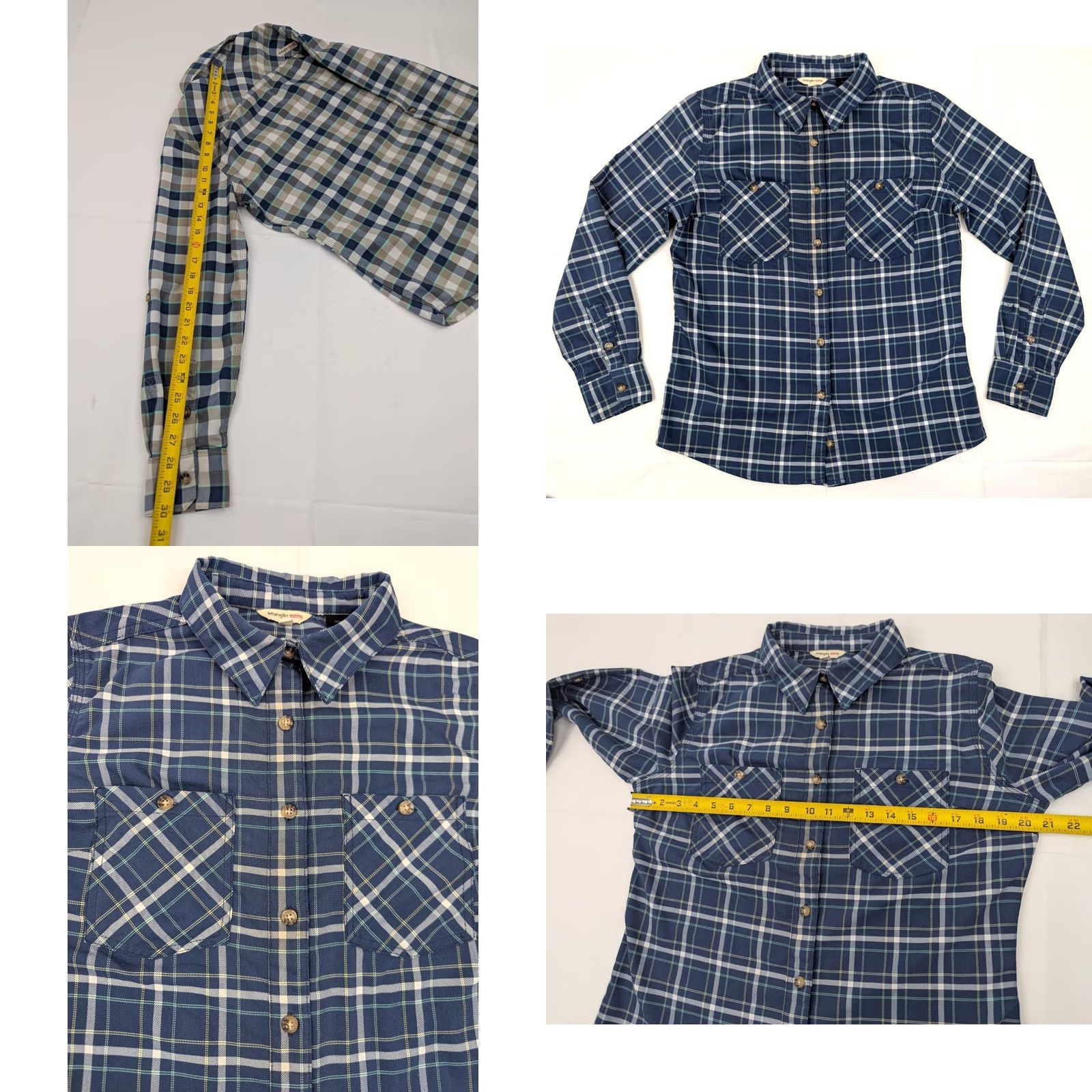 Wrangler Wrangler Shirt Lot x 3 Women S Plaid Button-Up Cotton Red Blue Gray Fall Winter Casual Workwear Size S / US 4 / IT 40 - 10 Thumbnail