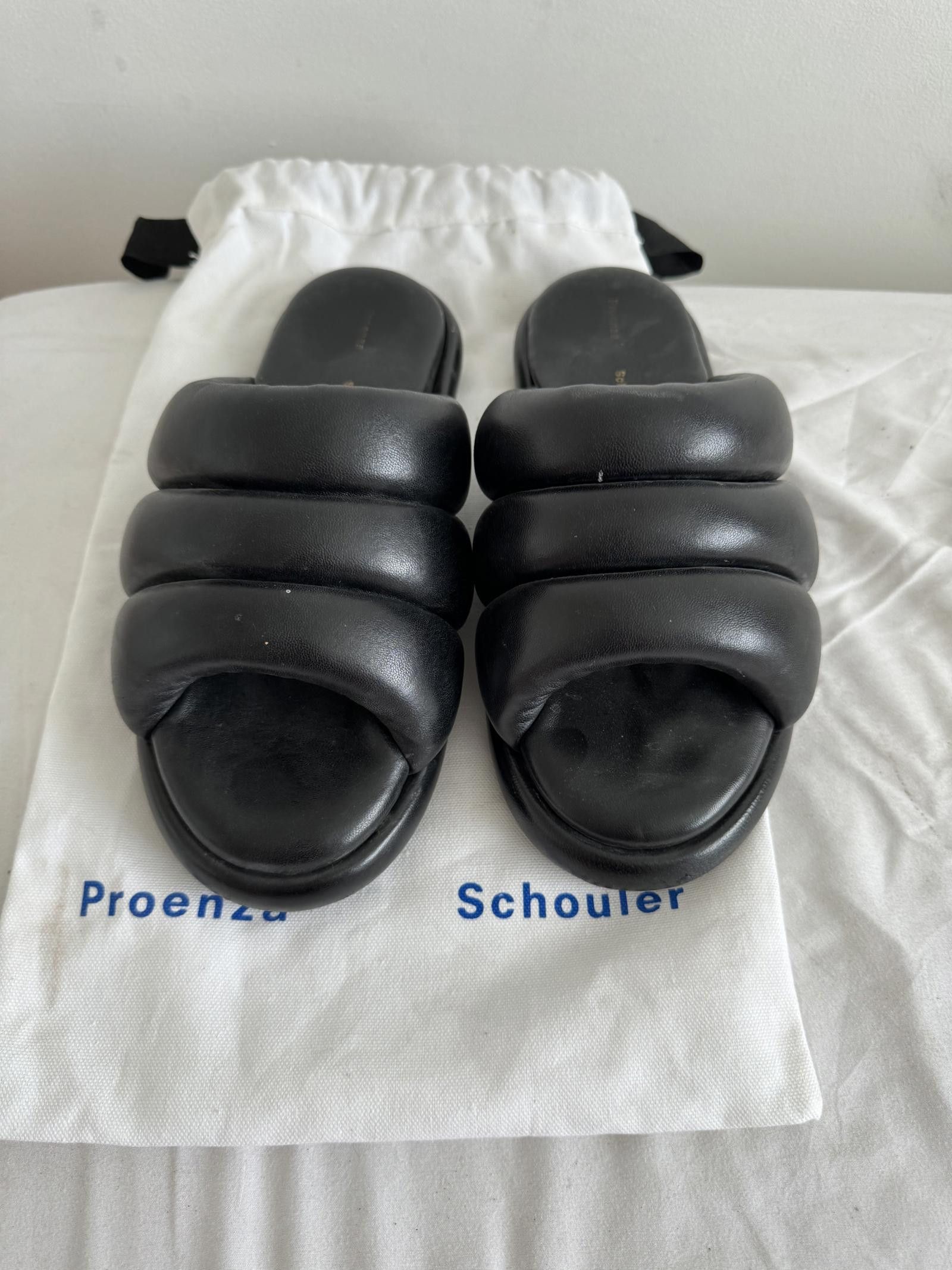 Designer Proenza Schouler black leather slides. EU 40 Size US 9 / IT 39 - 1 Thumbnail