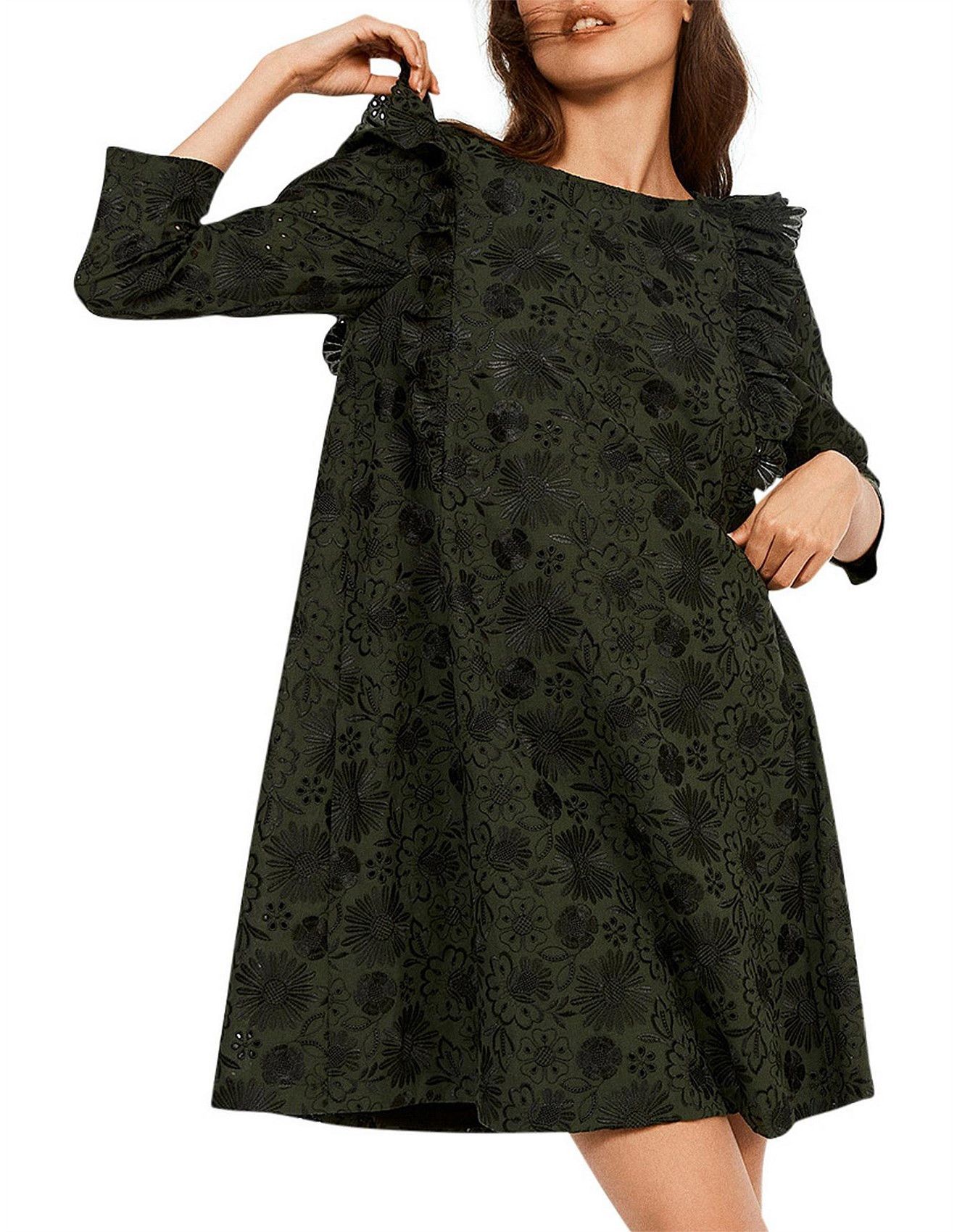 Mini green dress lace