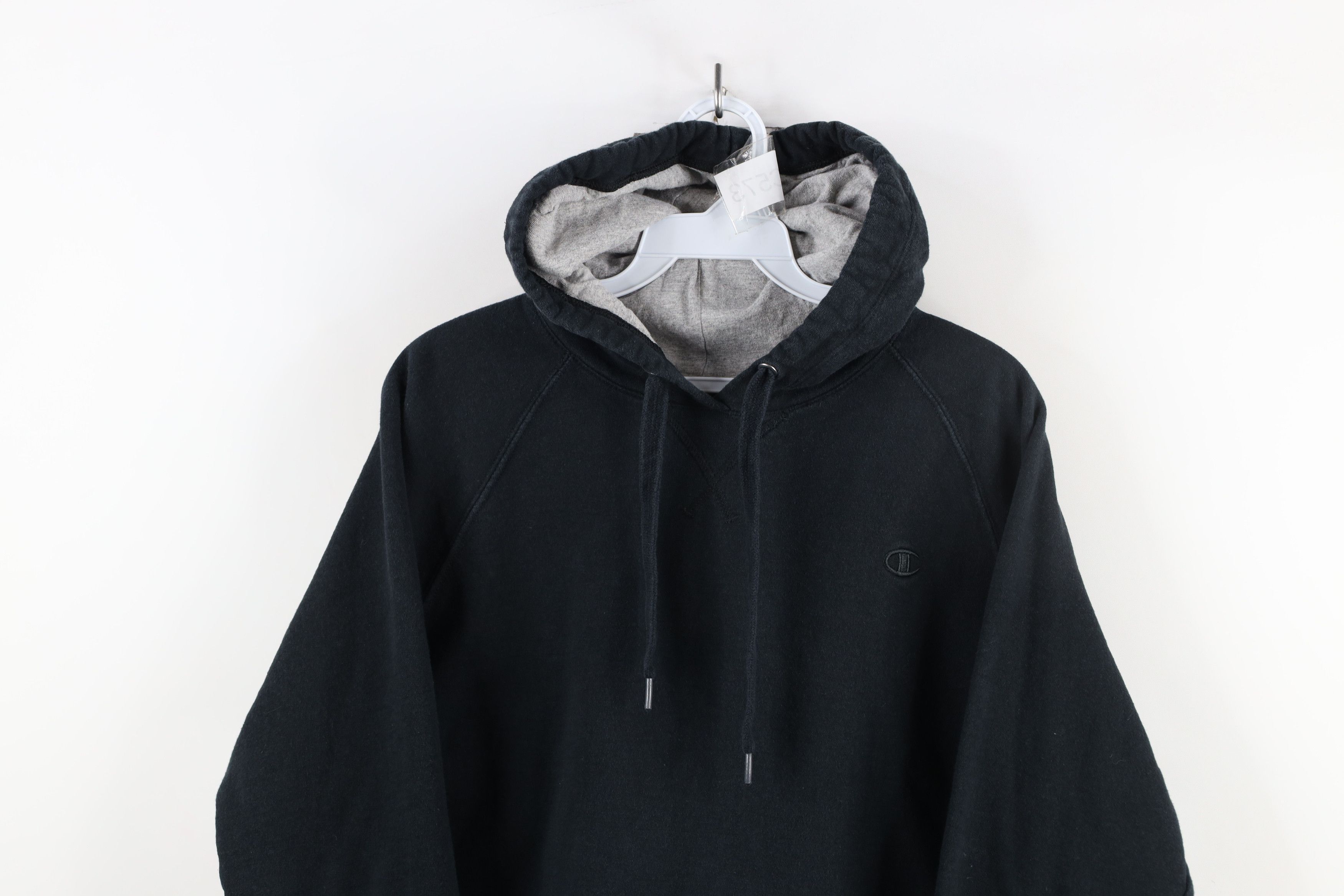 Champion × Vintage Vintage Champion Faded Classic Logo Hoodie Sweatshirt Black Size L / US 10 / IT 46 - 2 Thumbnail