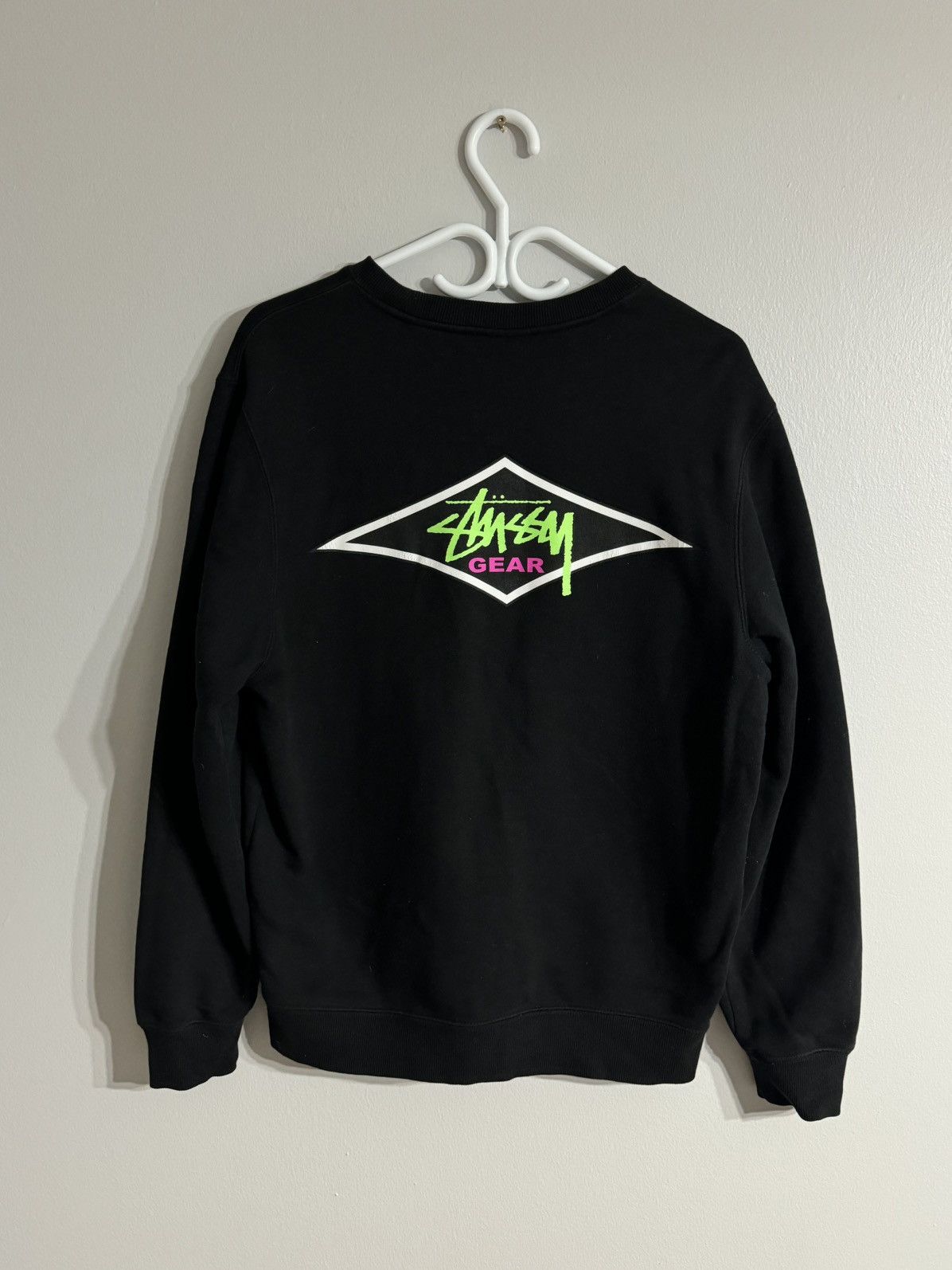 image of Stussy Gear Vintage Sweatershirt Logo Black Streetwear, Men's (Size Small)