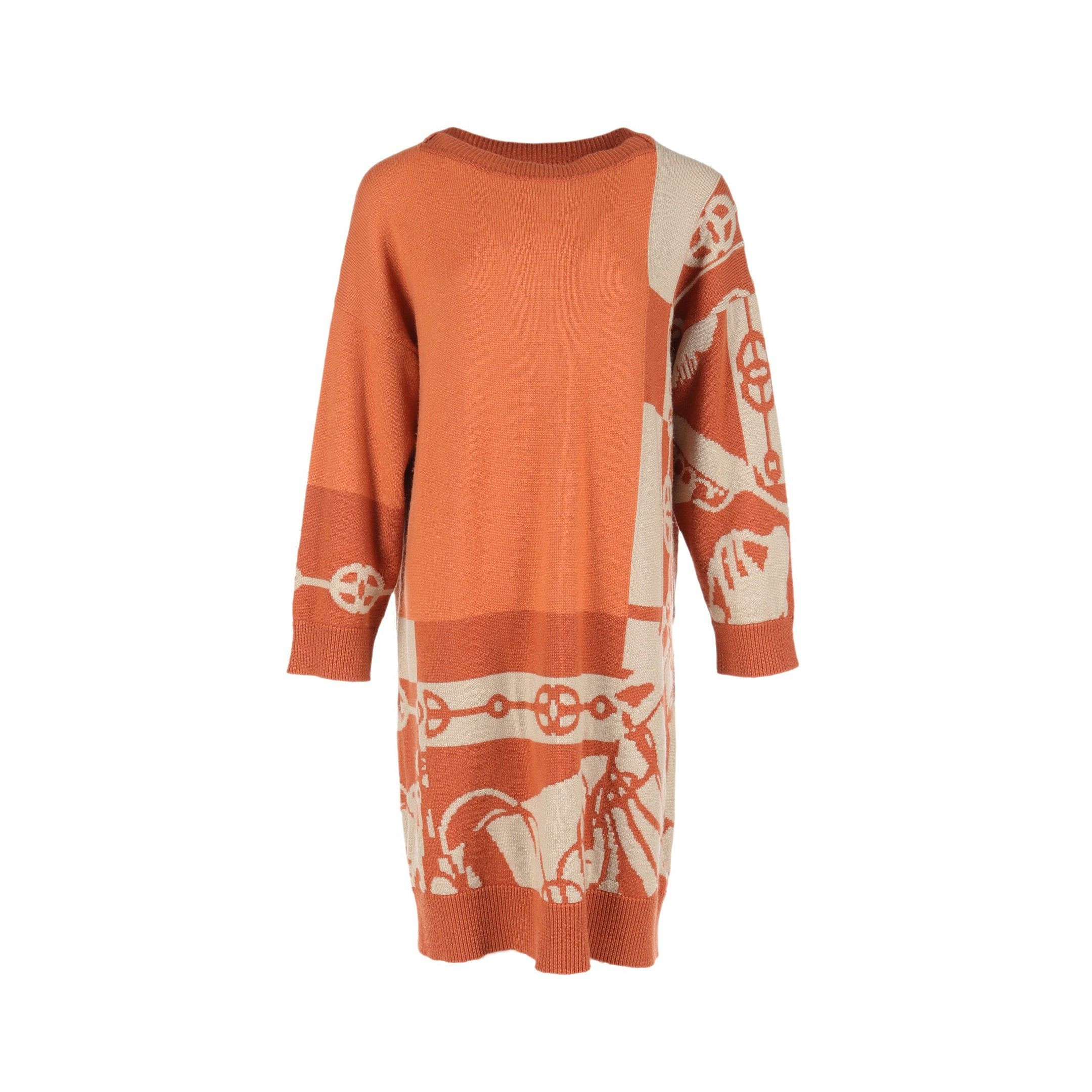 image of Hermes Cricketis Knit Dress Cashmere Orange Beige, Women's
